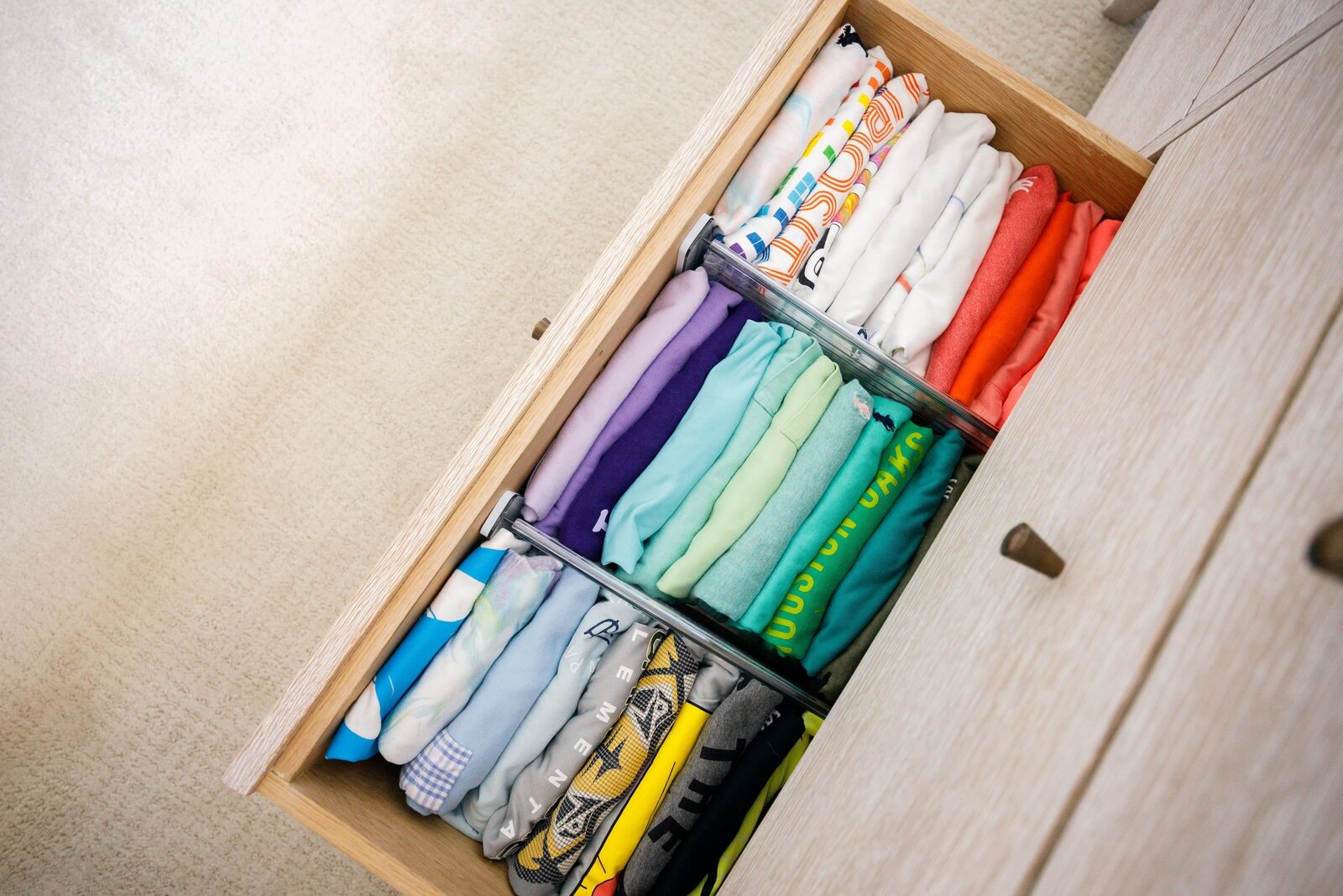vision and hammer drawer with shirts folded