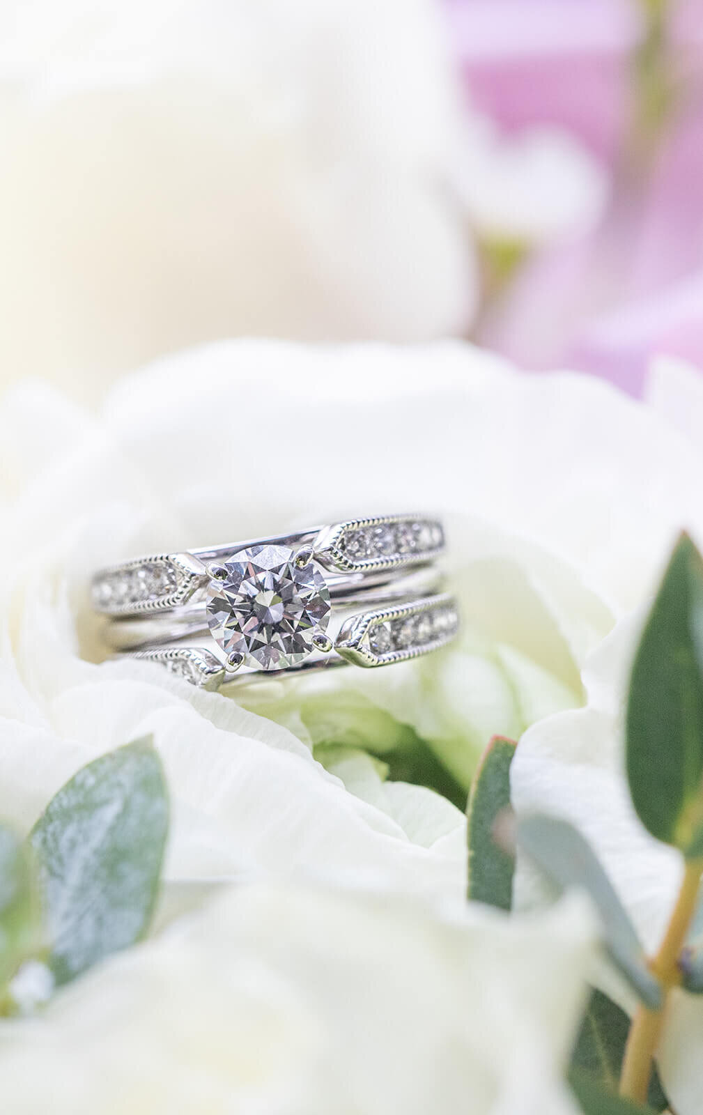 classic wedding band and engagement ring