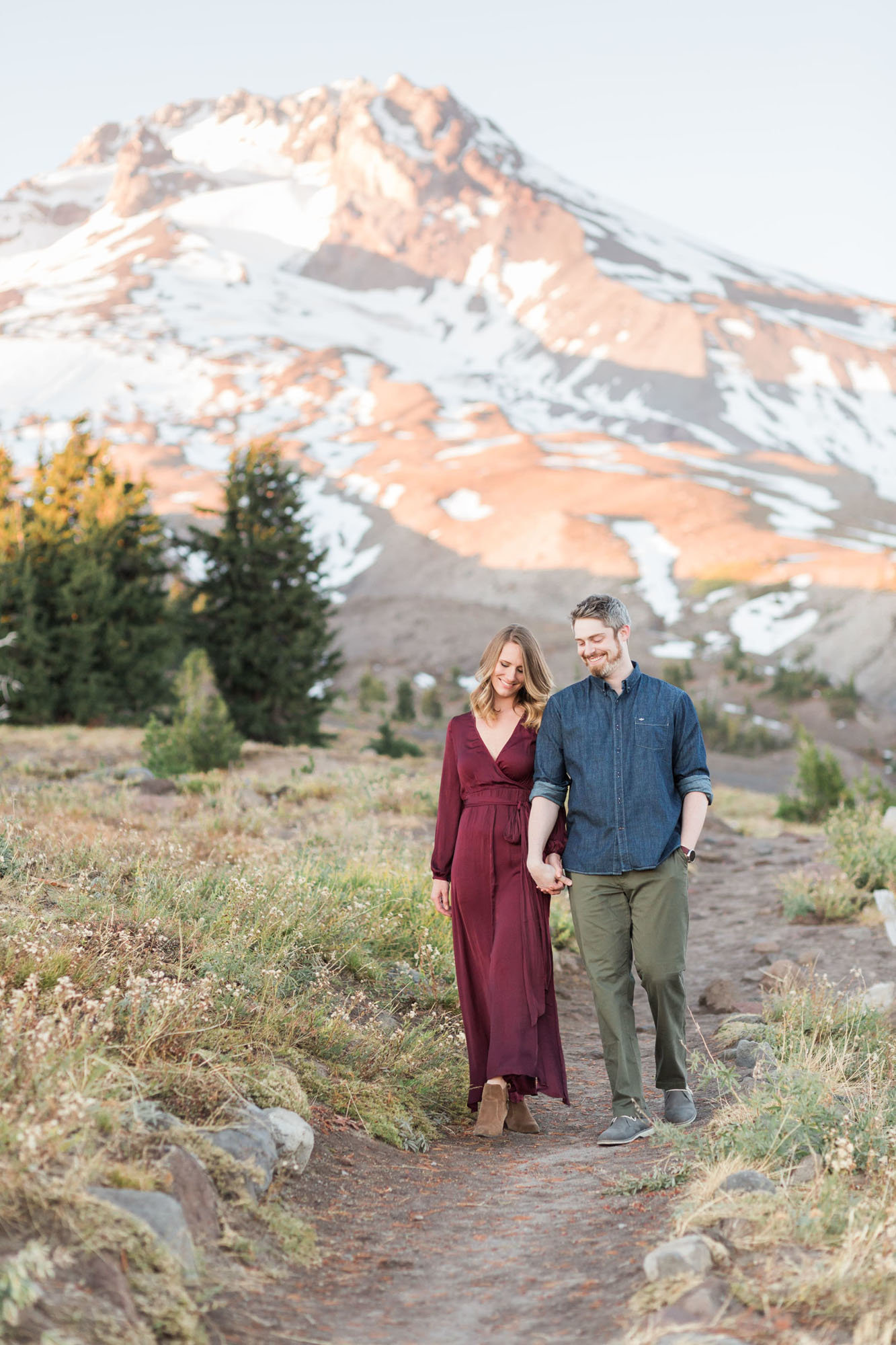 Mt Hood is the backdrop for fall engagement photos