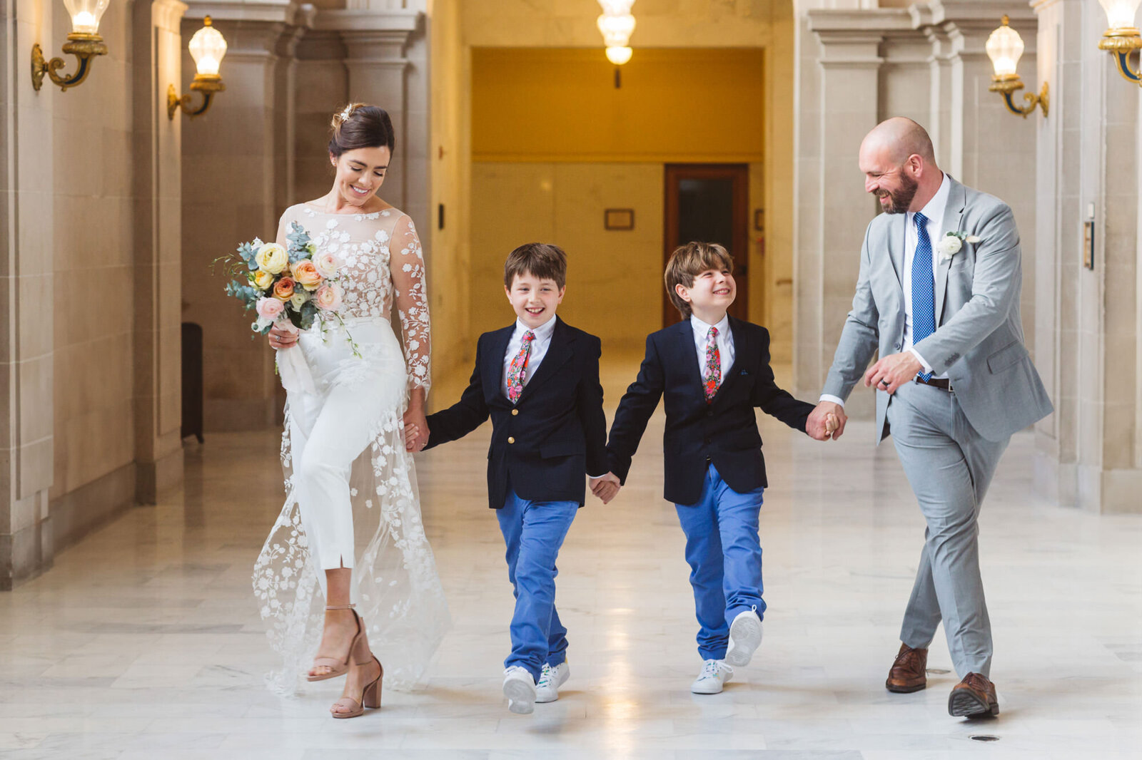 family photos at wedding at San Francisco City Hall
