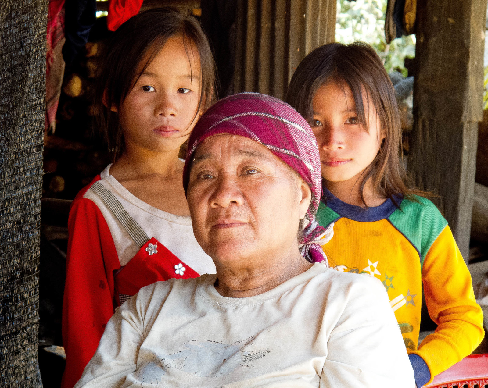 Lao grandmother and grand children