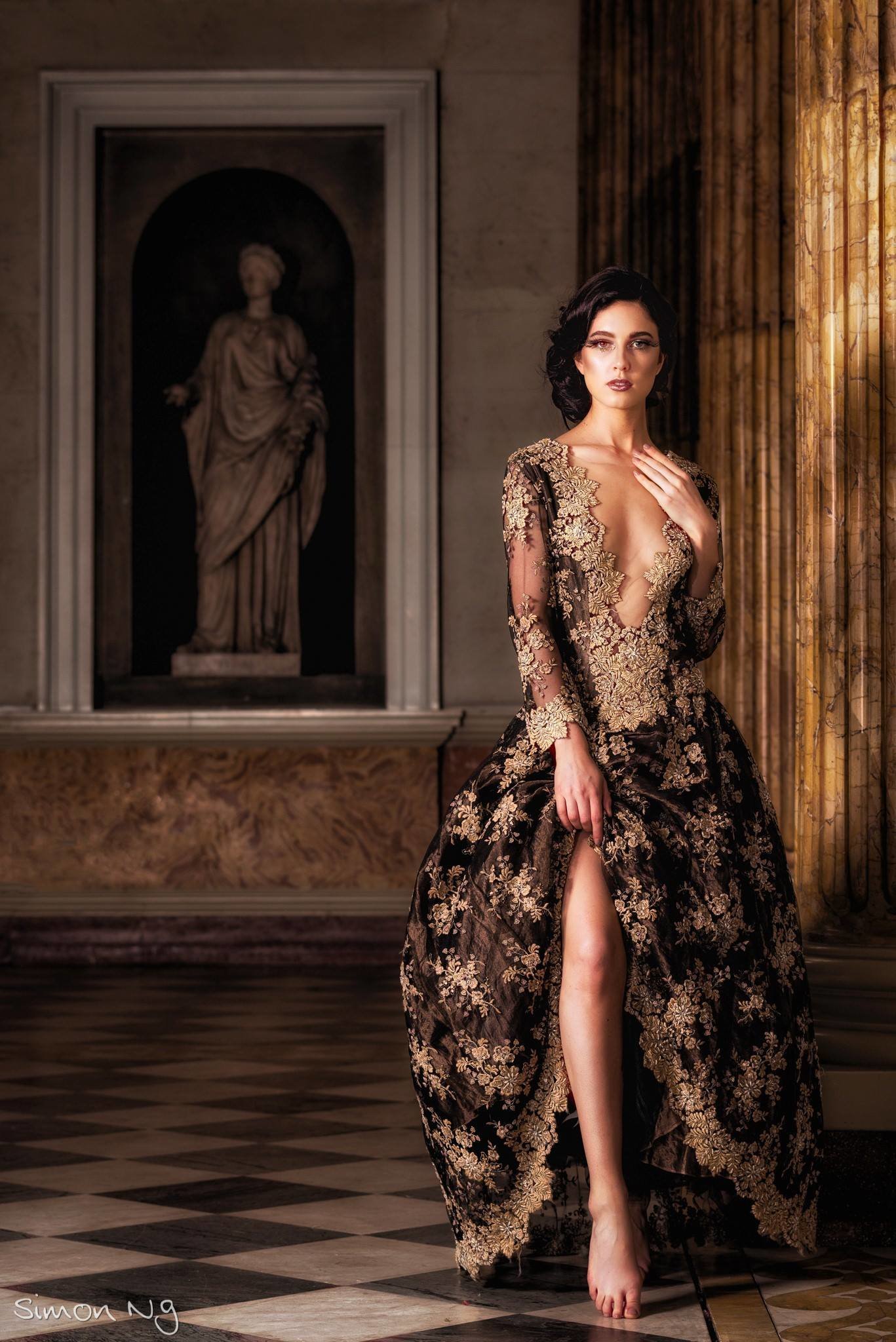 Roksana_gold_black_beaded_lace_evening_dress_JoanneFlemingDesign_SimonNg