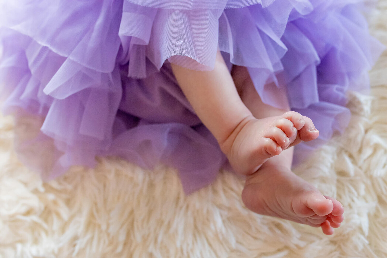 A close-up of a baby's toes during her Manassas newborn photography session.