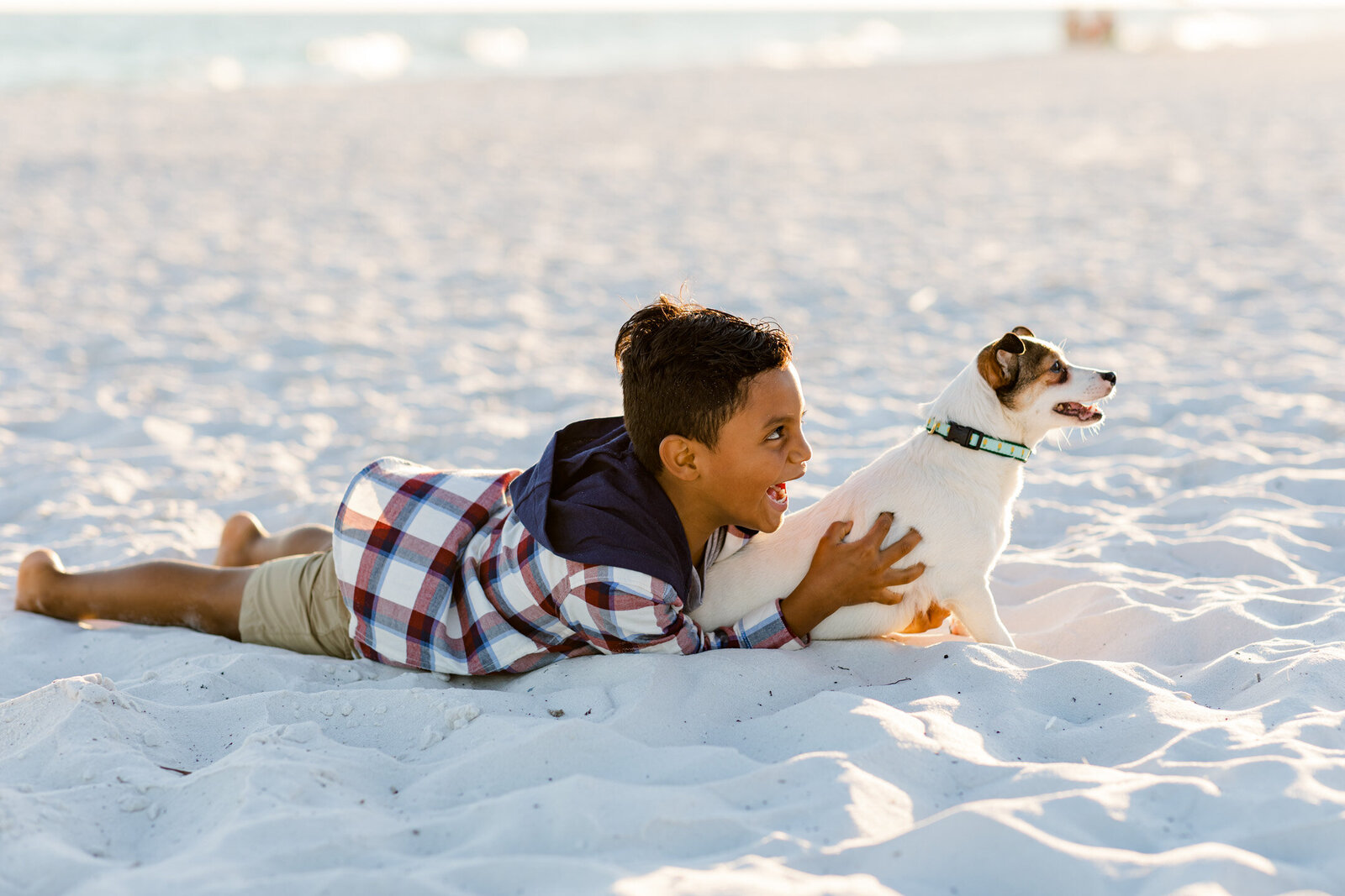 Boy and his dog portrait at Pensacola Beach.