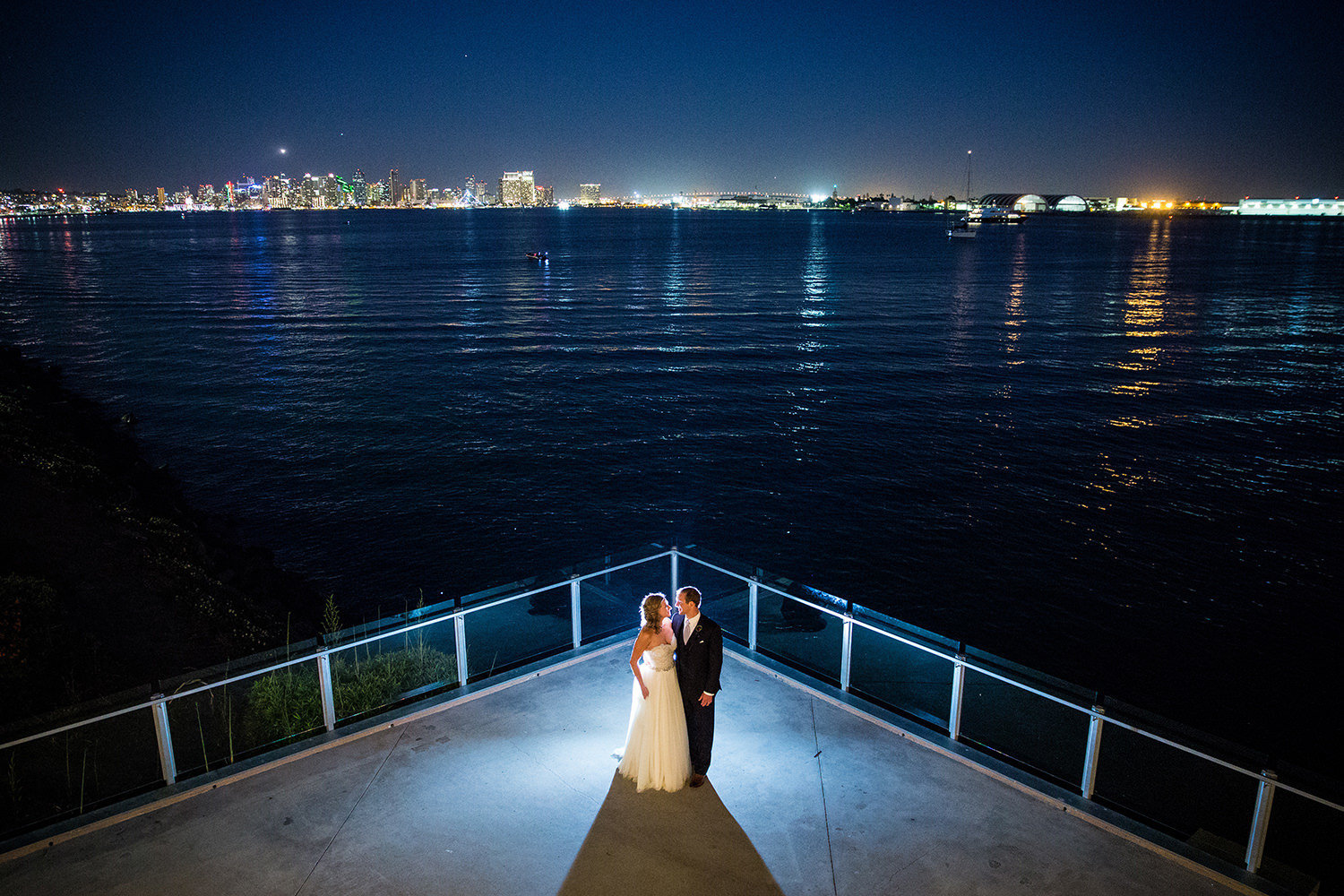 night shot with bride and groom