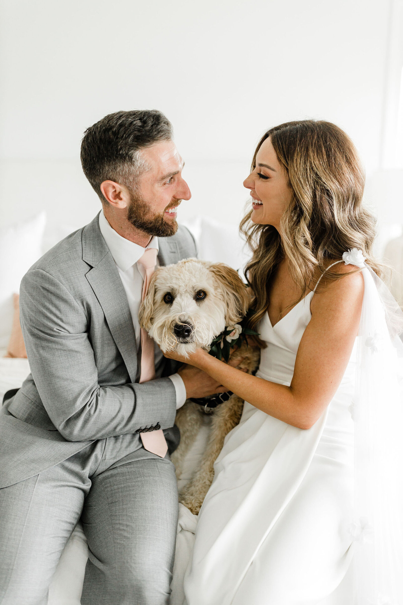 Wedding Day Photos With Their Dog | Raleigh NC | The Axtells Photo and Film