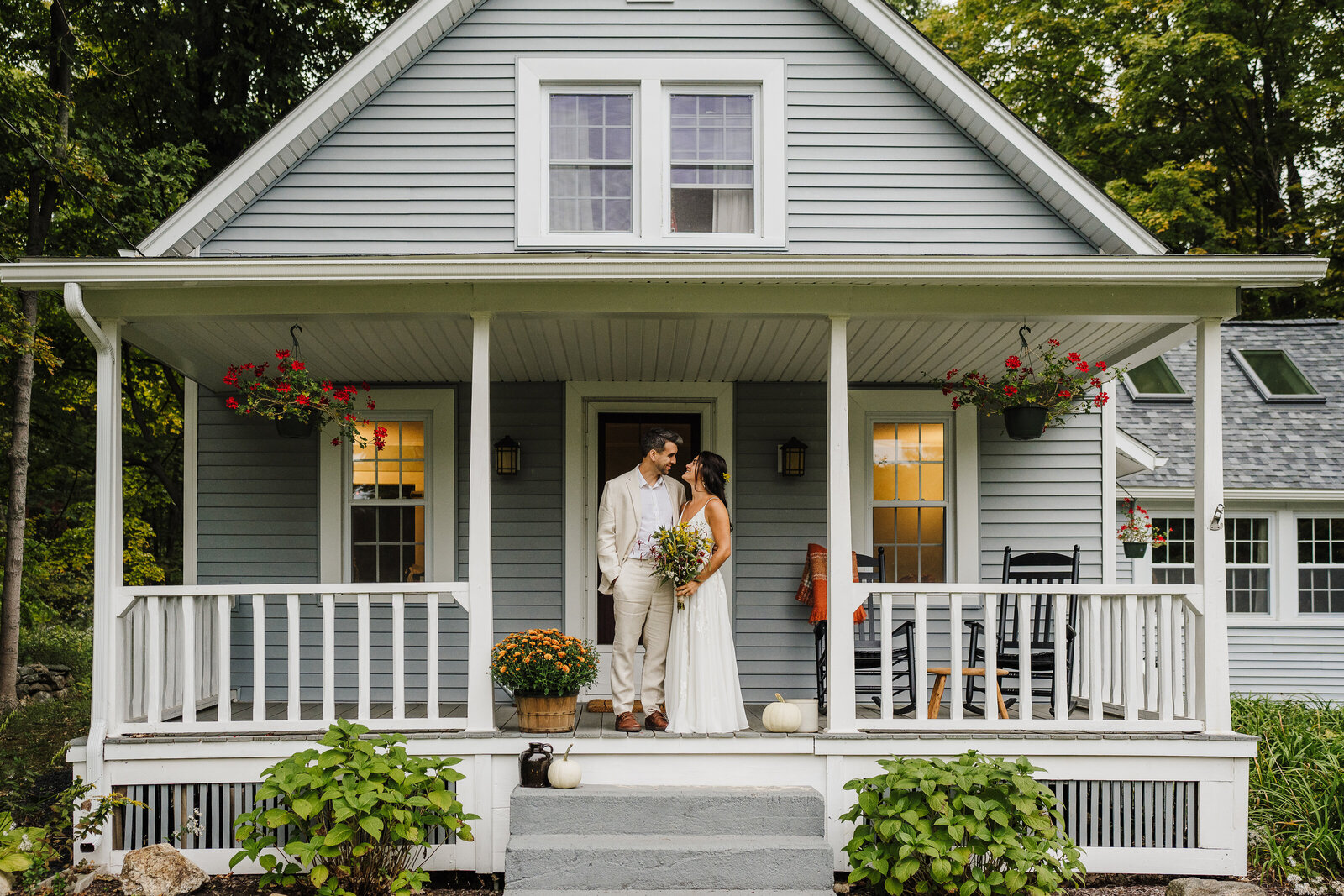 couple gets married on house porch