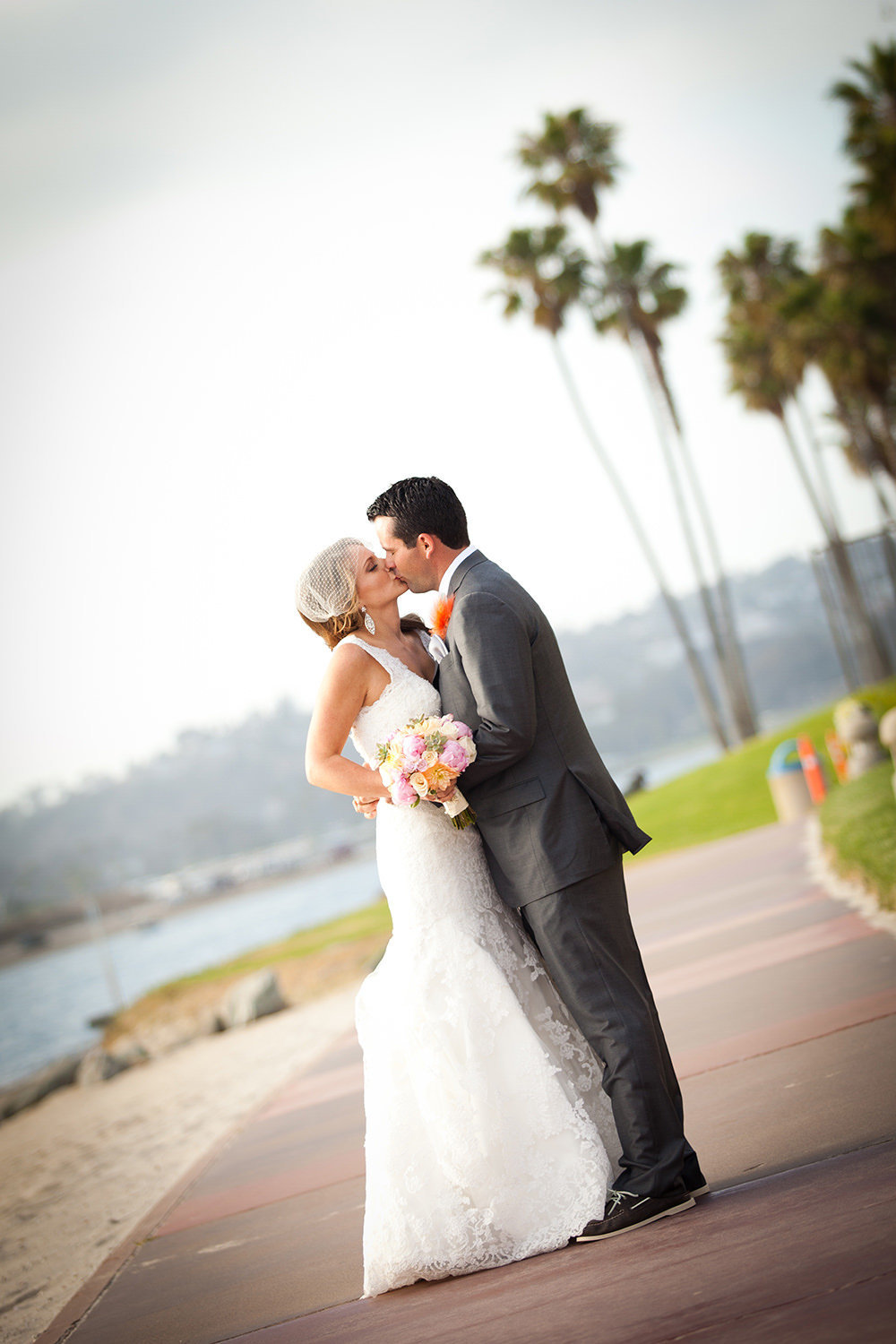 formal bride and groom picture at hilton mission bay