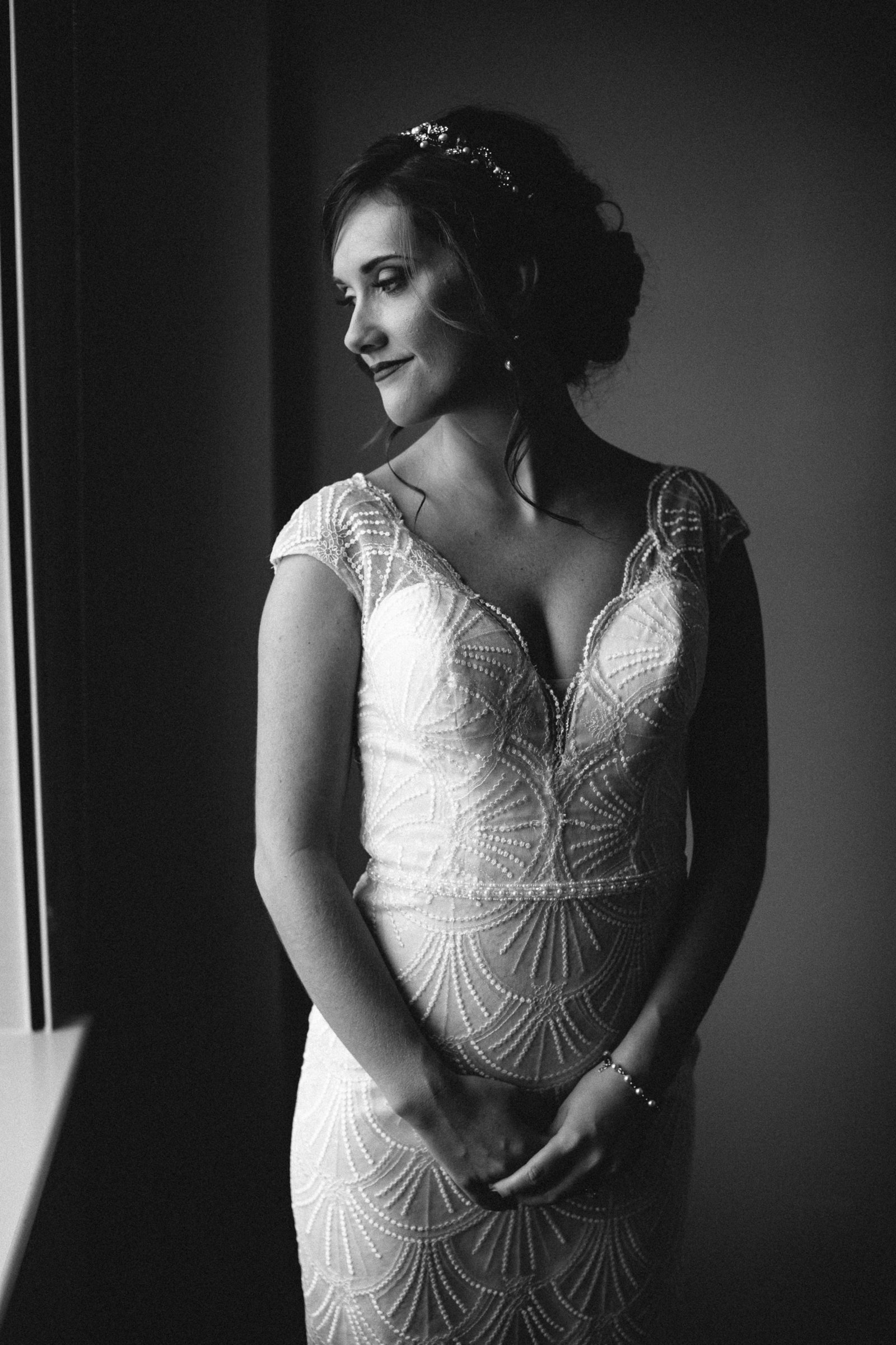 beautiful black and white bridal portrait albany ny