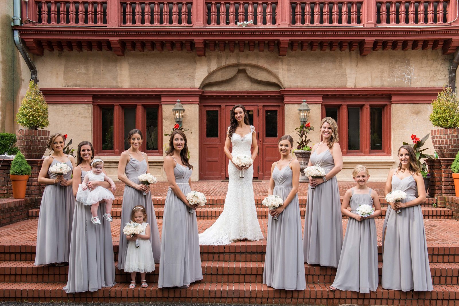 Bridesmiads photo at the steps of Coindre Hall