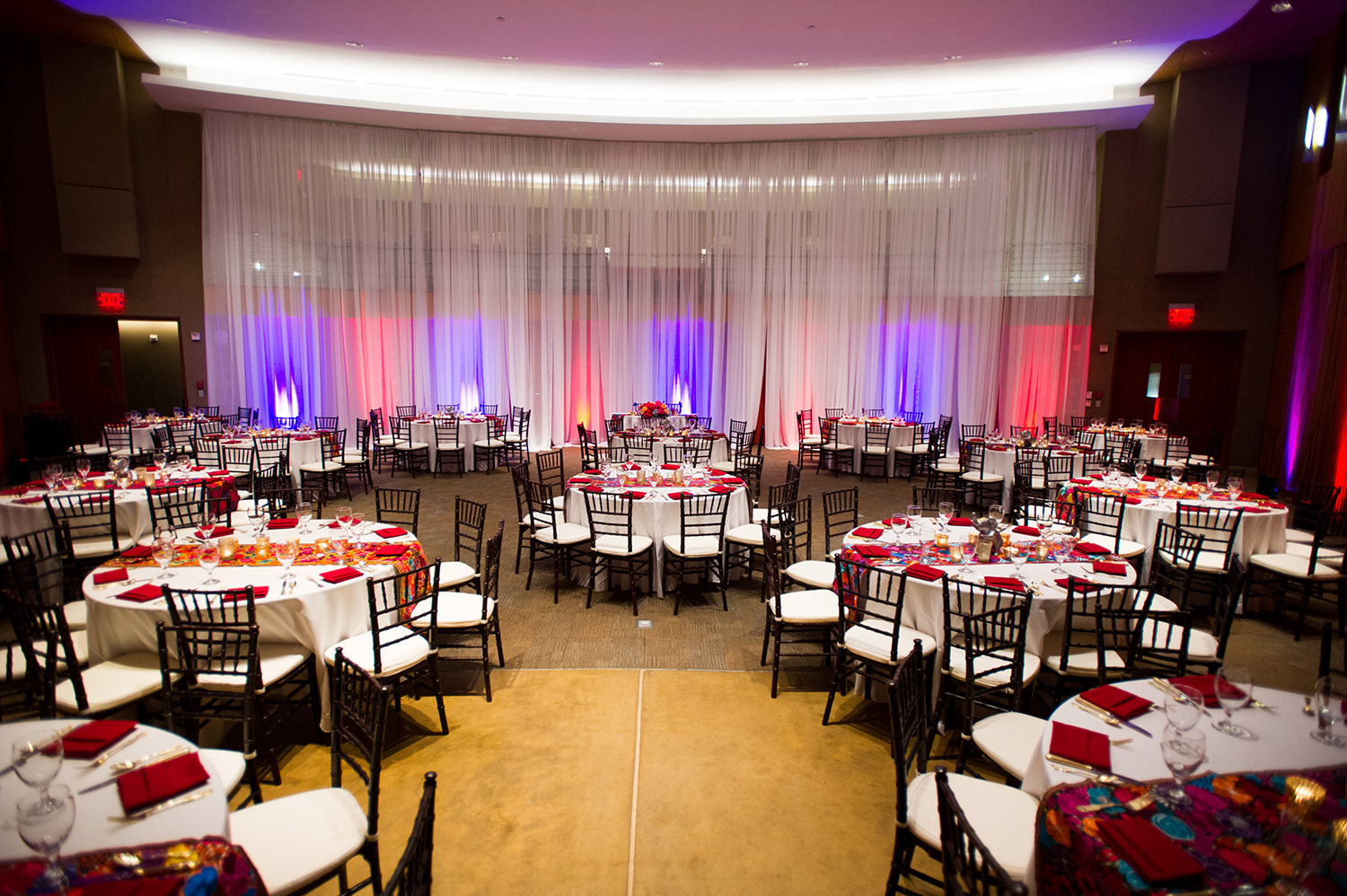 reception space with bright colors