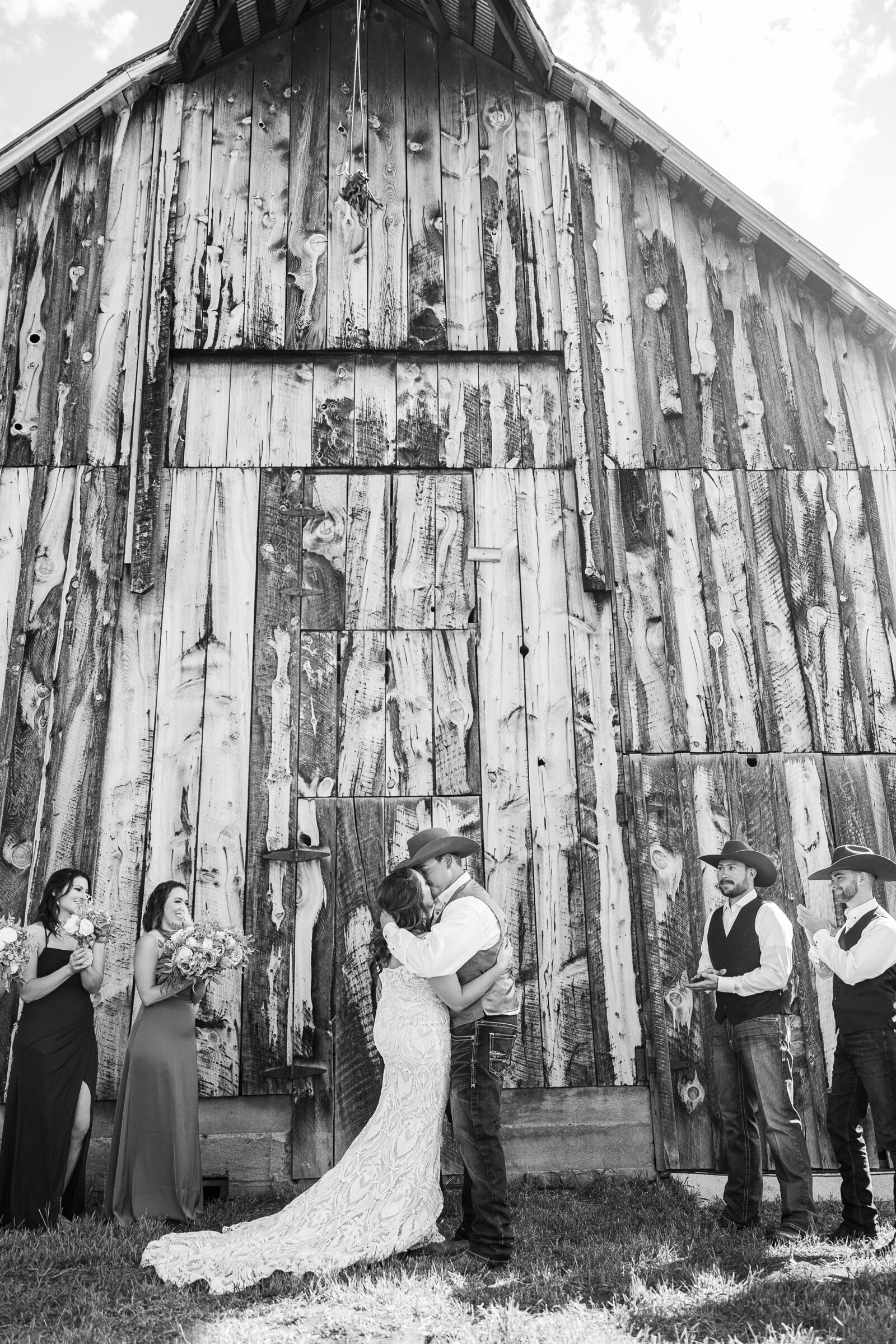 Bride and groom barn ceremony Montrose CO