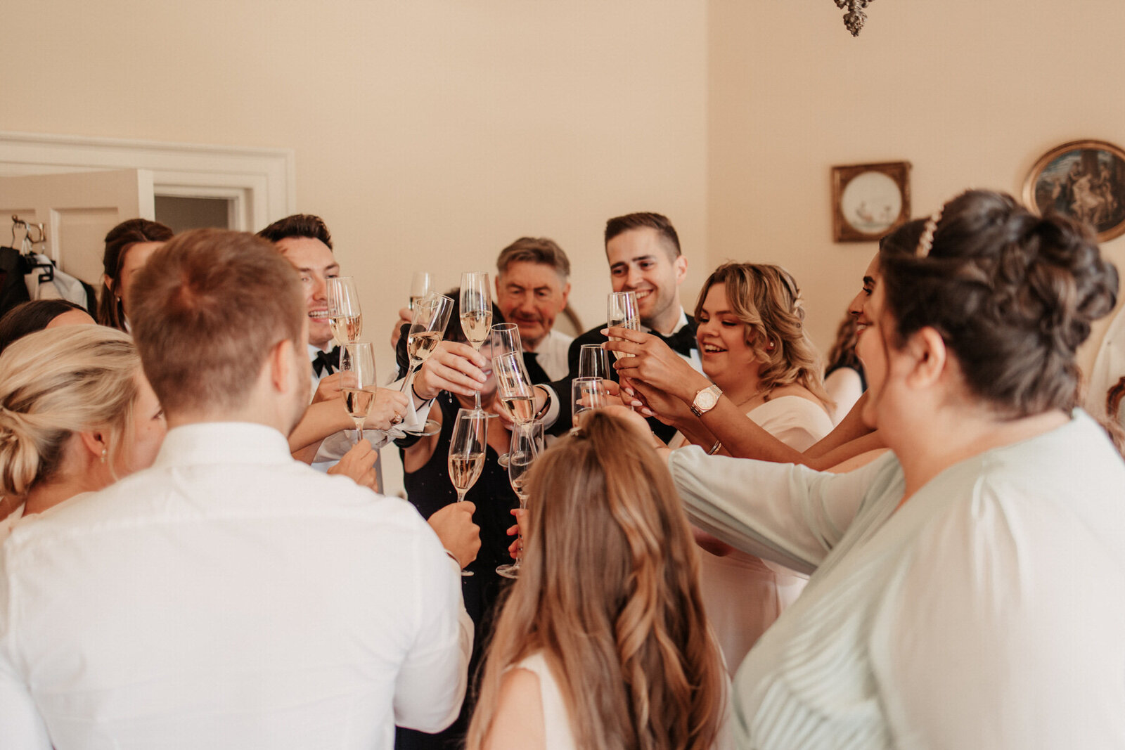 Wedding Parties toasting in celebration