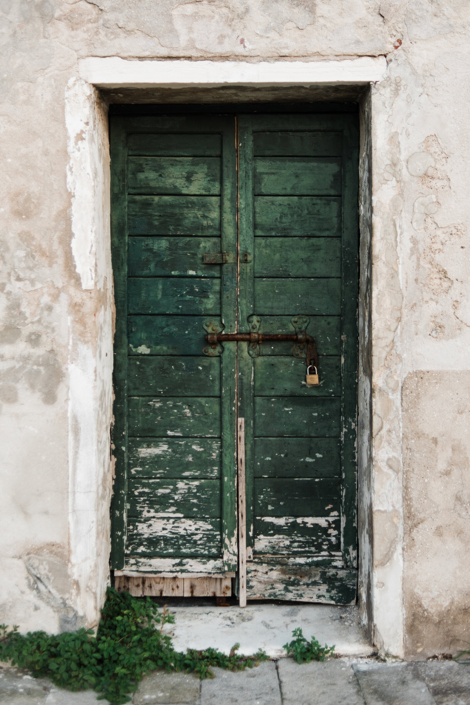 Green door in Venice, Italy