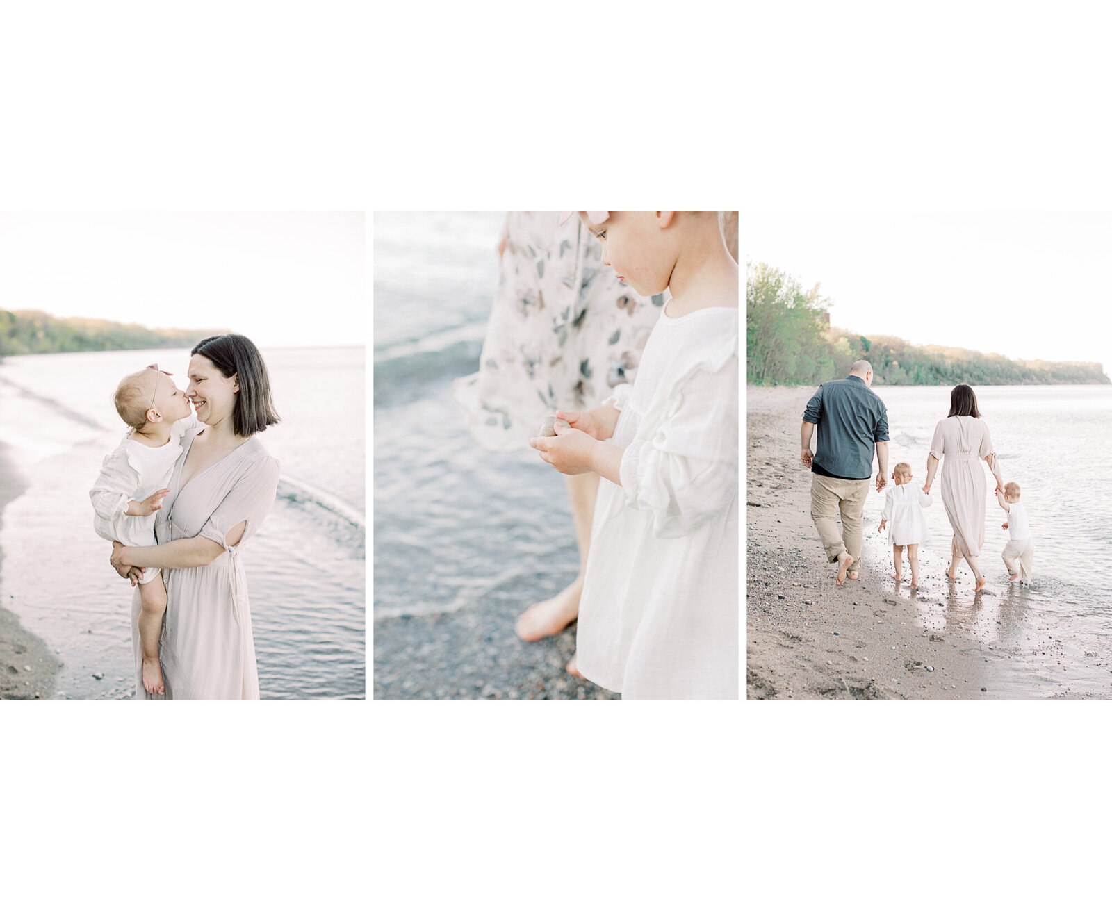 photo of family on beach by the Milwaukee lakefront in summer taken by Milwaukee Photographer, Talia Laird Photography