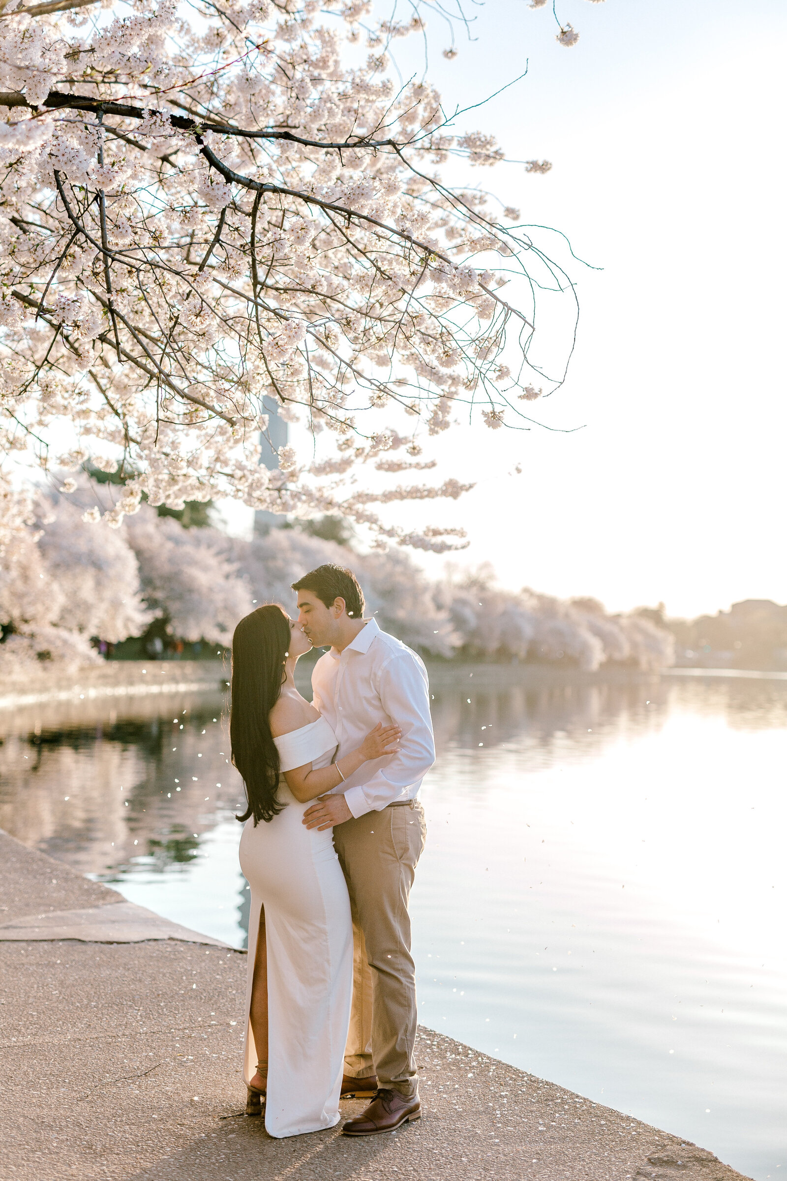 sunrise Cherry blossom engagement session in Washington DC