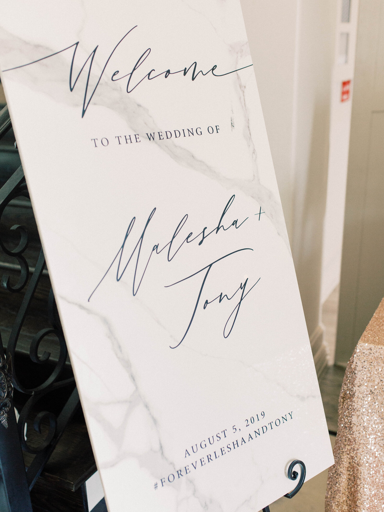 Wedding reception welcome sign