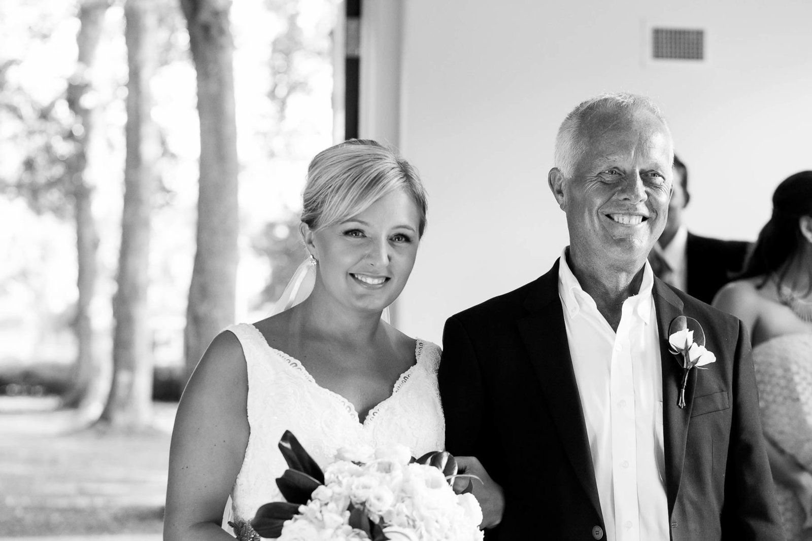 Bride and father walk up the aisle, Coleman Hall, Mt Pleasant, South Carolina