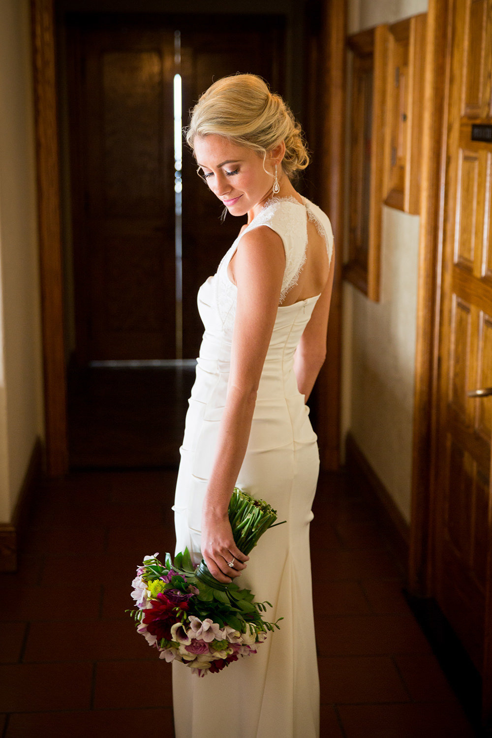 bride looking over shoulder