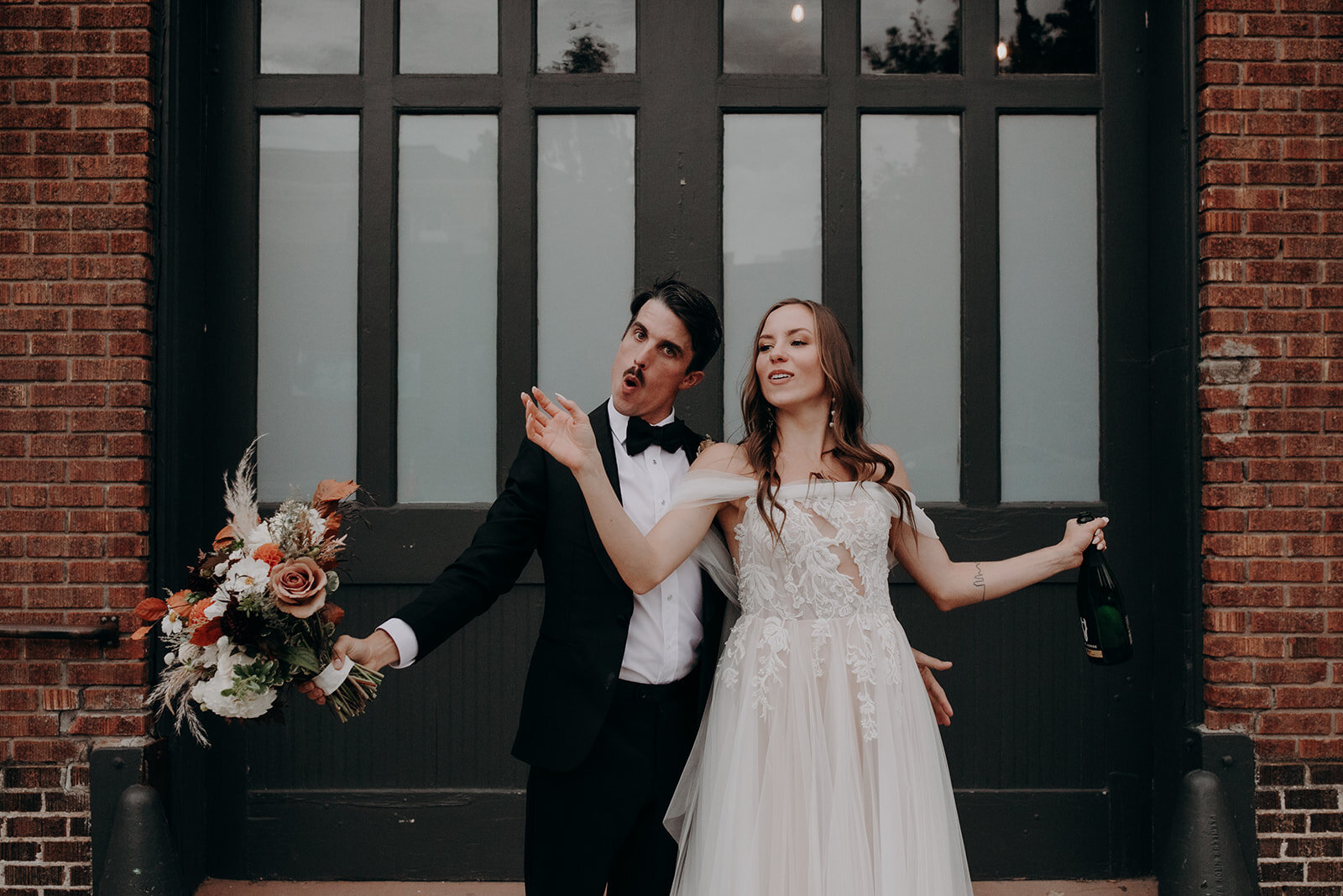 Industrial outdoor wedding portraits at the St Vrain, Boulder county wedding venue
