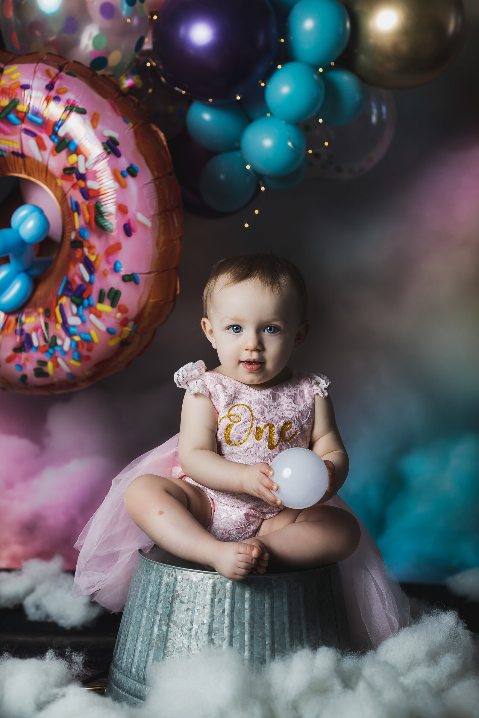 cake smash, first birthday, balloons, ohio, kids, photographer,  clouds
