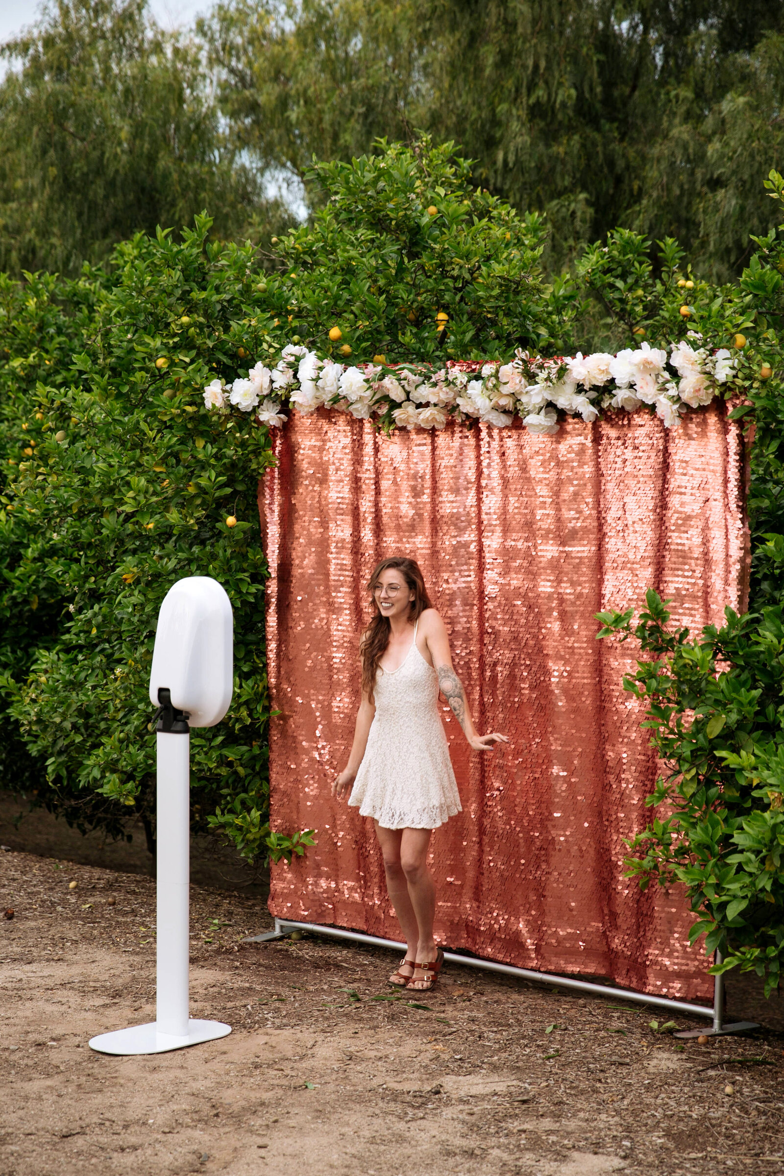 girl with outdoor photo booth