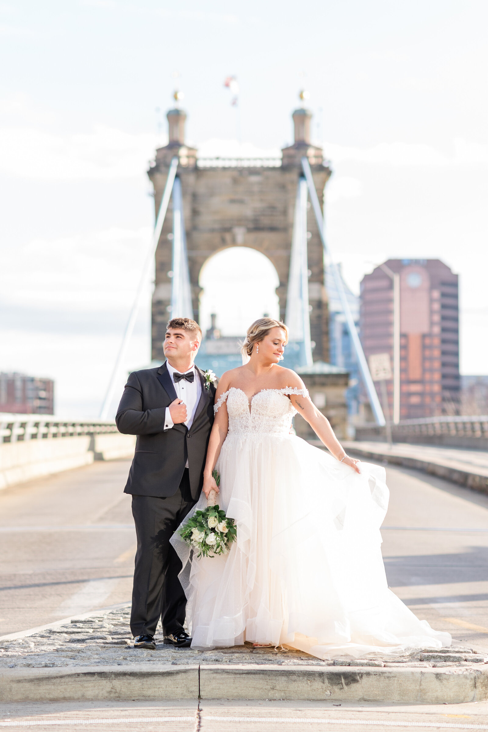 Cincinnati Ohio Wedding Photographer _ Shelby Street Studios  _ Robeling Bridge Bride and Groom