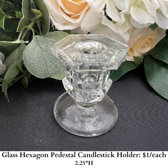 Glass Hexagon Pedestal Candlestick Holder-969