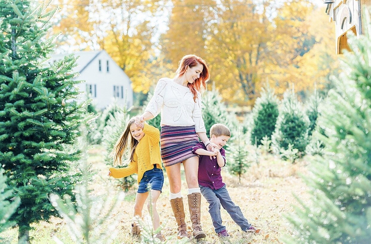 Family photography session at New England tree farm
