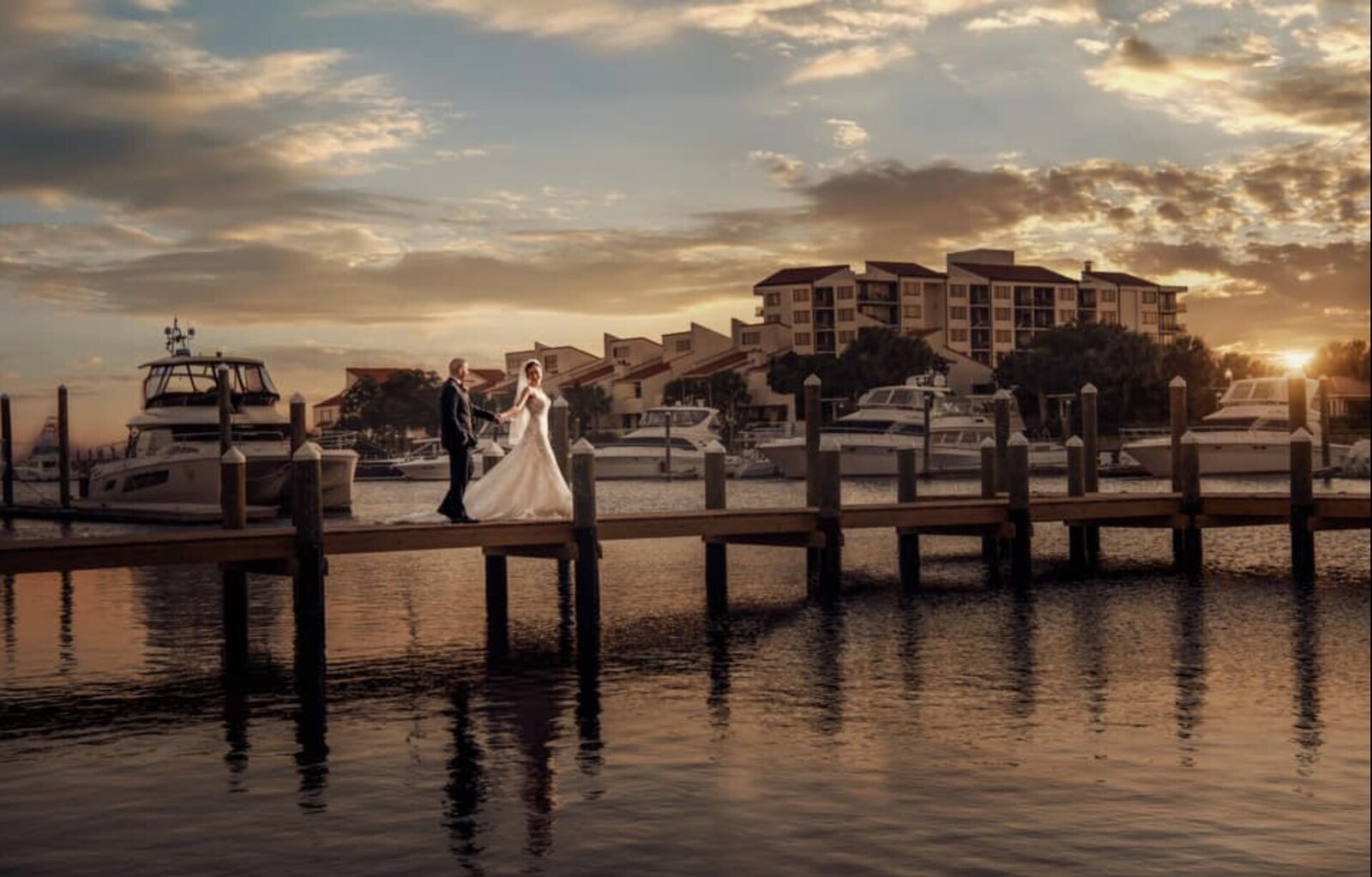 Event Venue Wedding Couple  in Pensacola  on Dreamy Downtown Waterfront at Venue Palafox Wharf Waterfront Wedding Venue