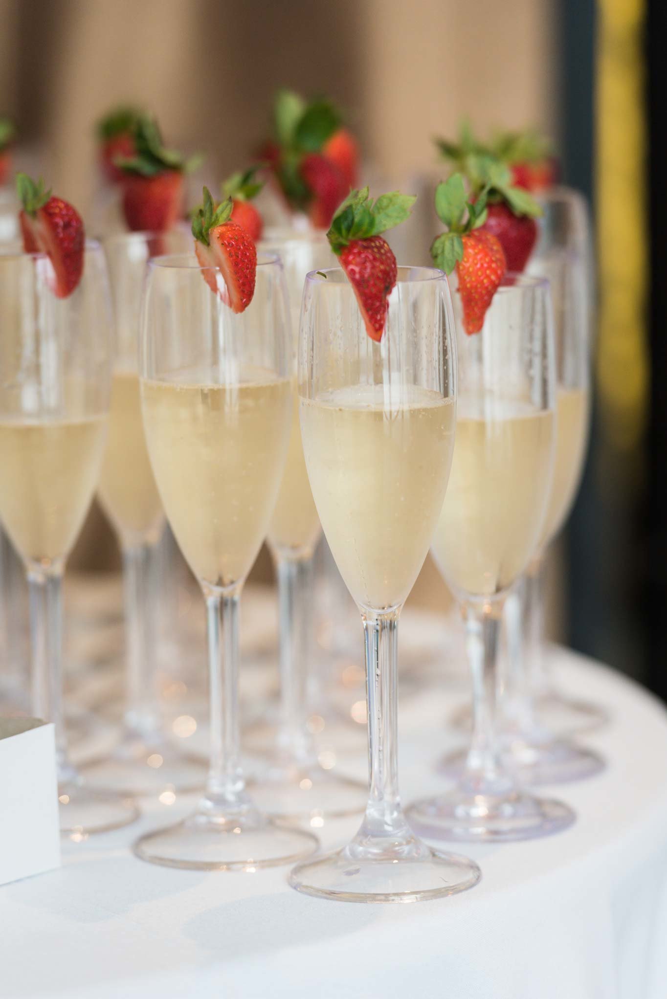 Champagne glasses with strawberries at Allegria Hotel