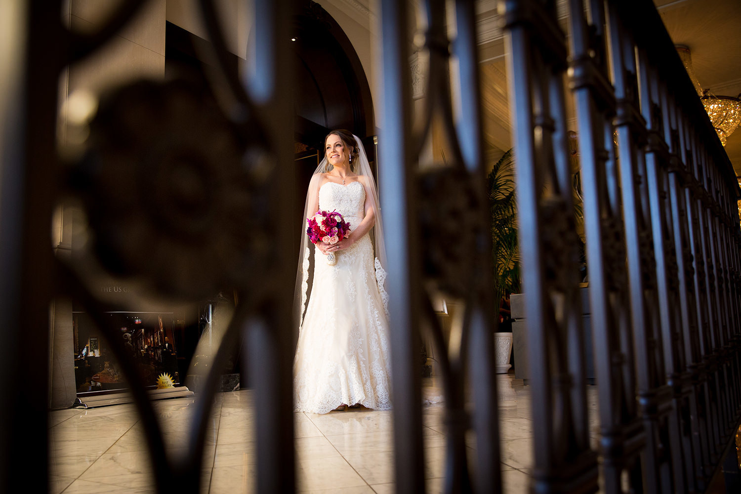 bride in lobby at us grant hotel