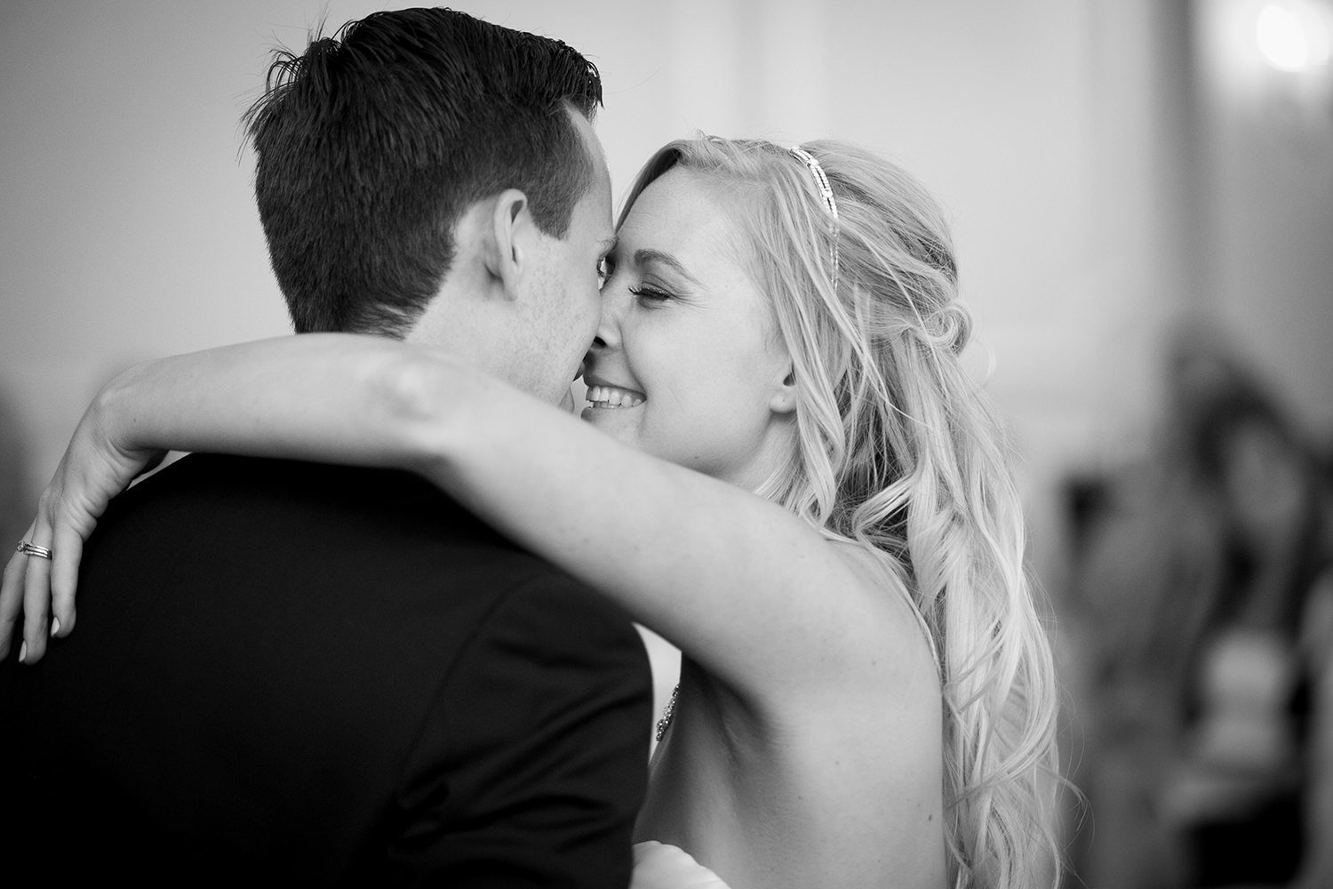 Sweet natural moment between the bride and her man