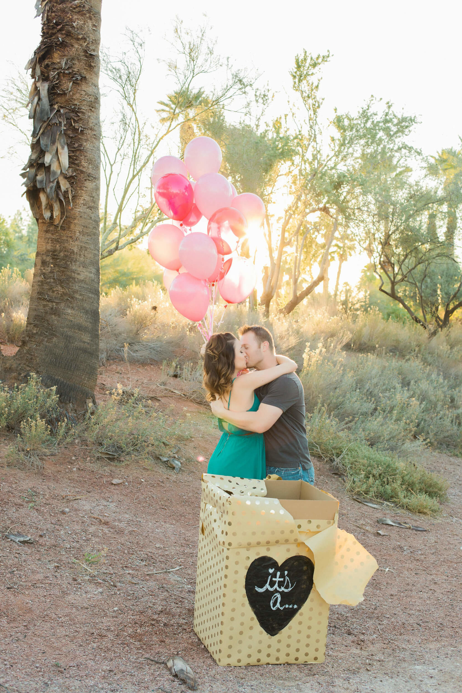 fun outdoor gender reveal photography