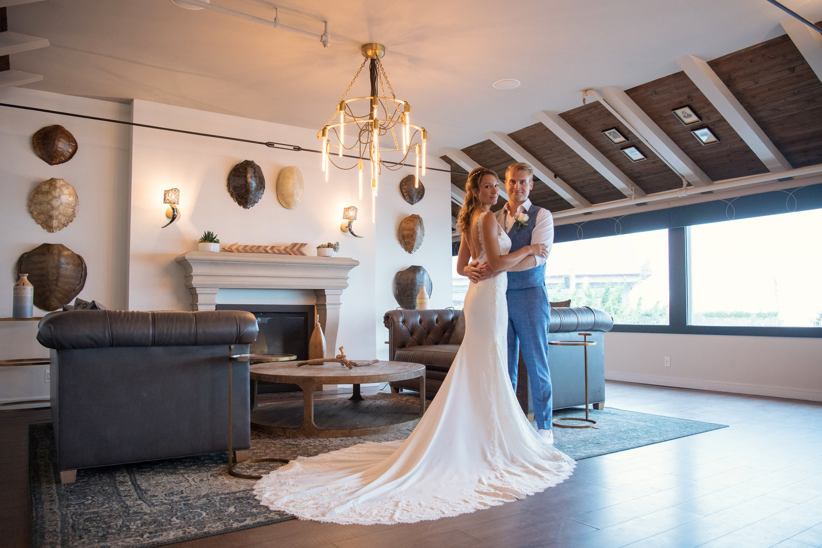 photo of bride and groom indoors from  Gurneys Montauk Resort wedding