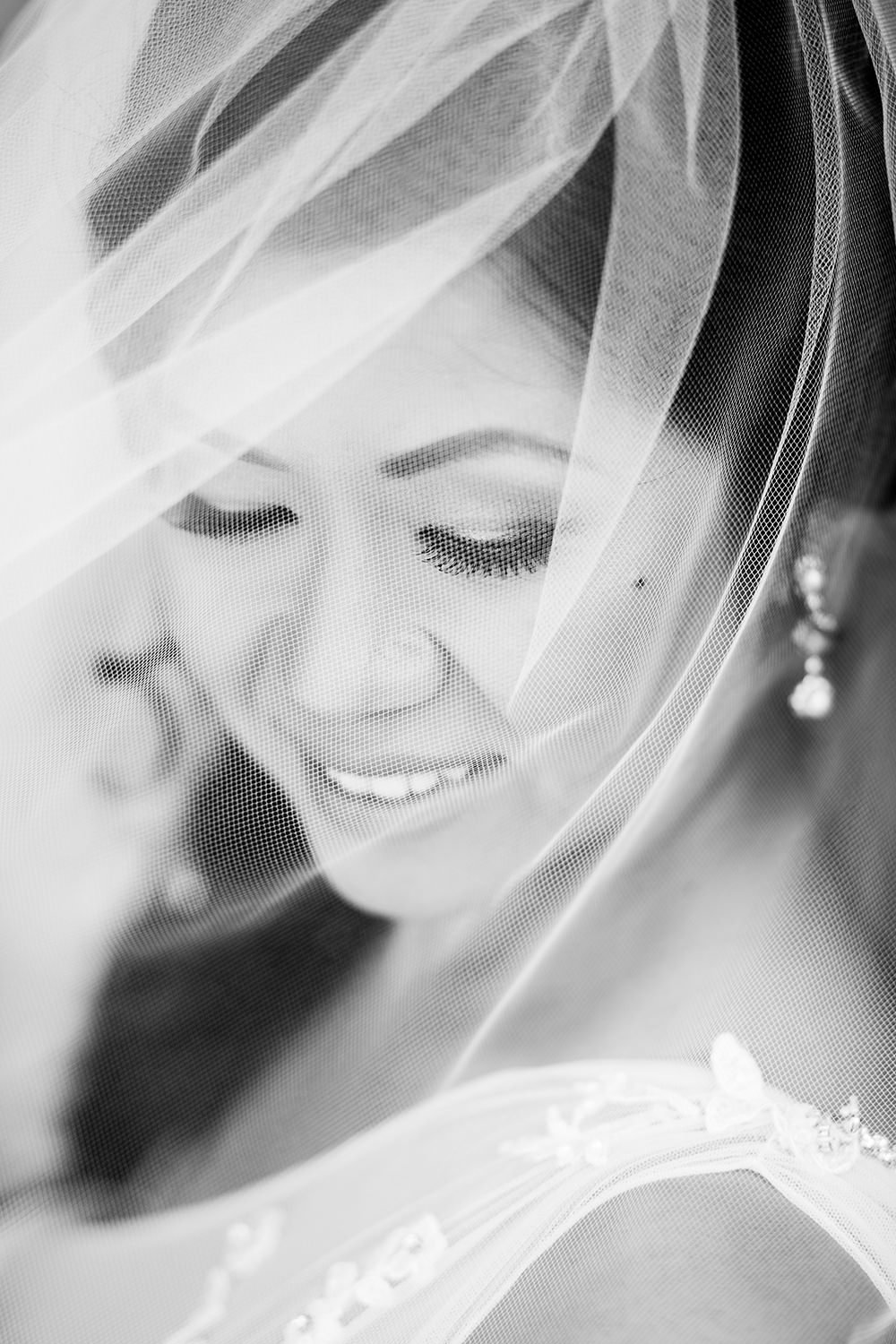 closeup of bride at ocean view room