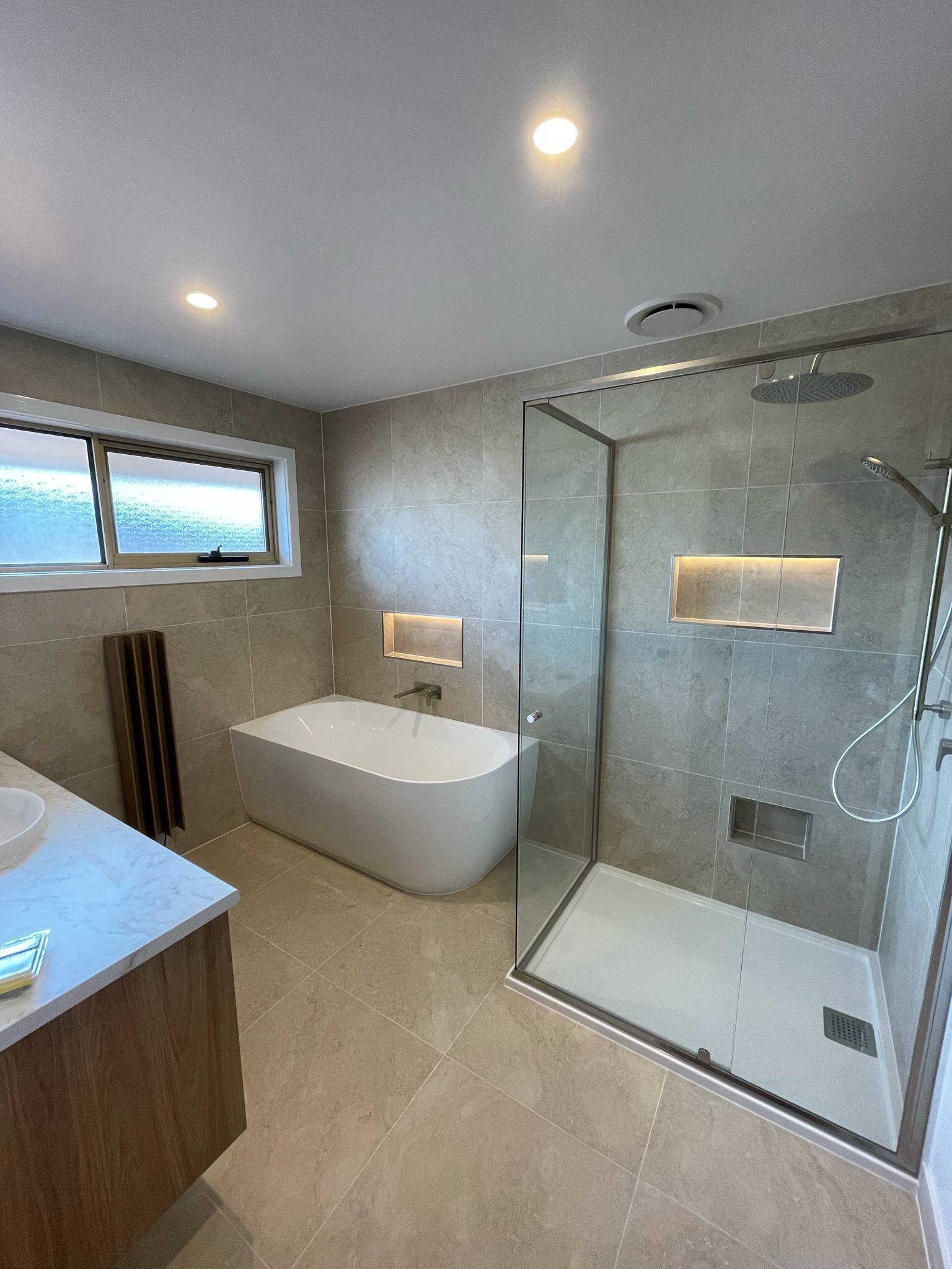Completed bathroom transformation by AR Construction in South West VIC