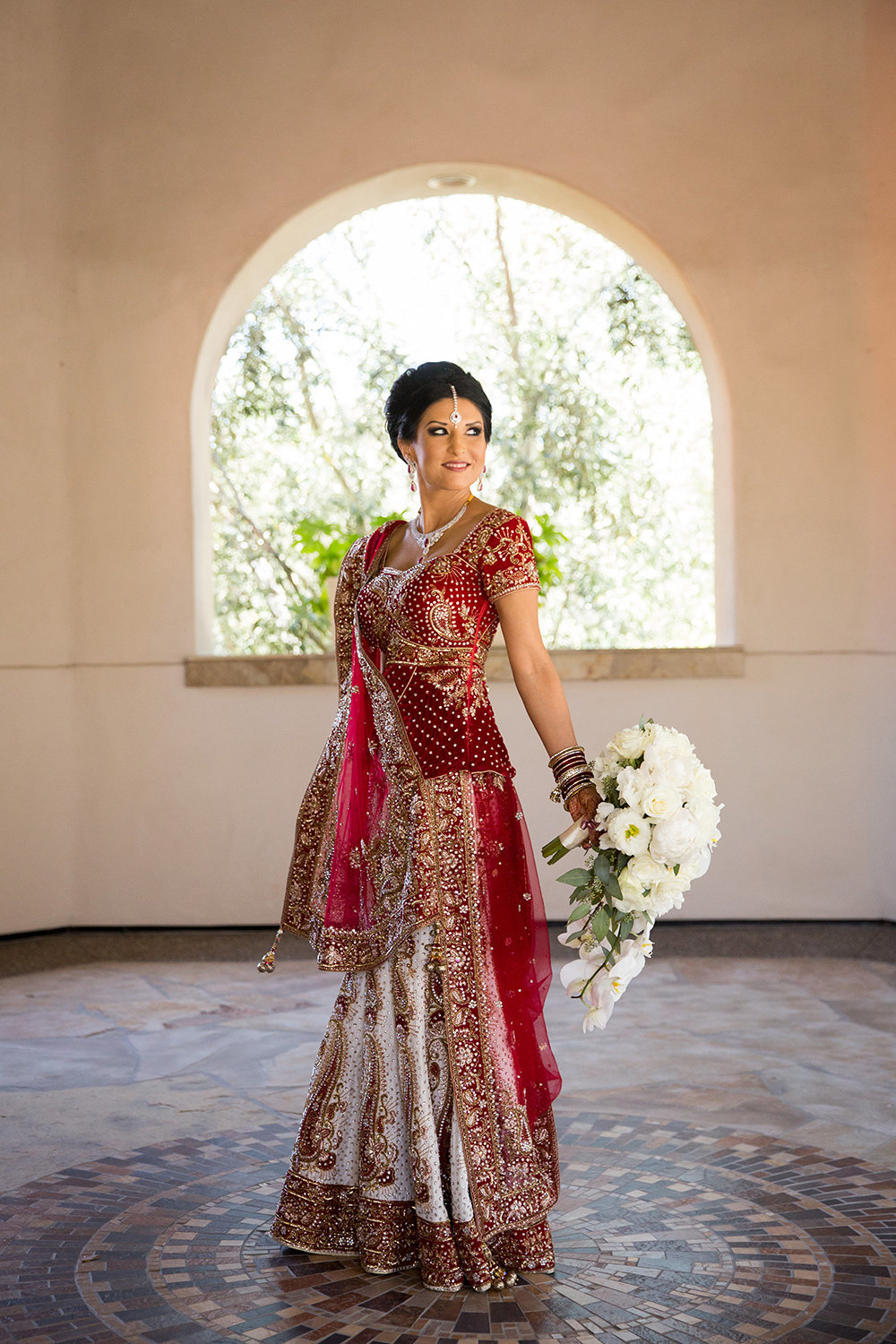 Stunning Hindu Bridal Portrait in a Lovely Sari at an  Indian Wedding at Rancho Bernardo Inn