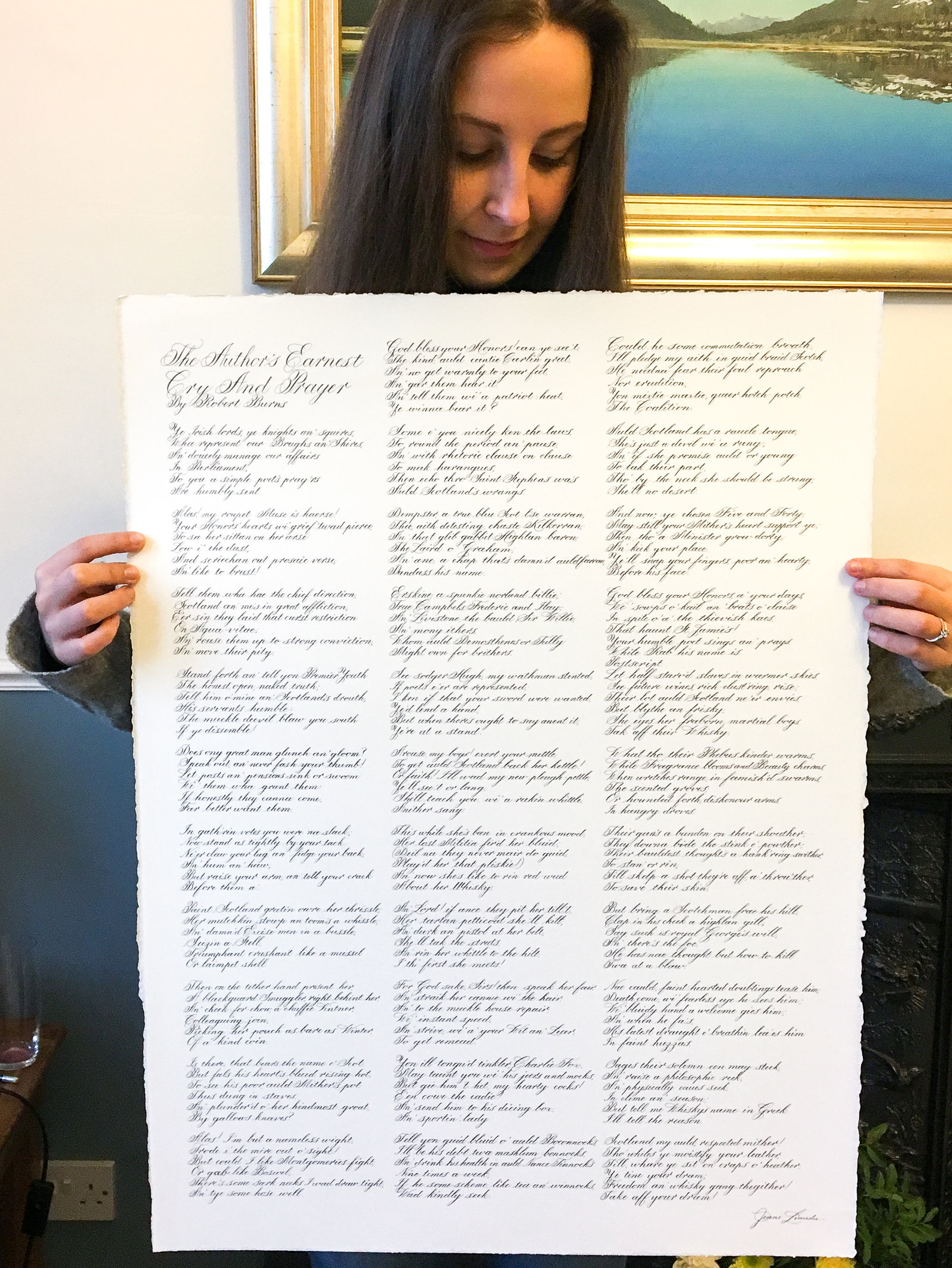Large poem written in Copperplate calligraphy