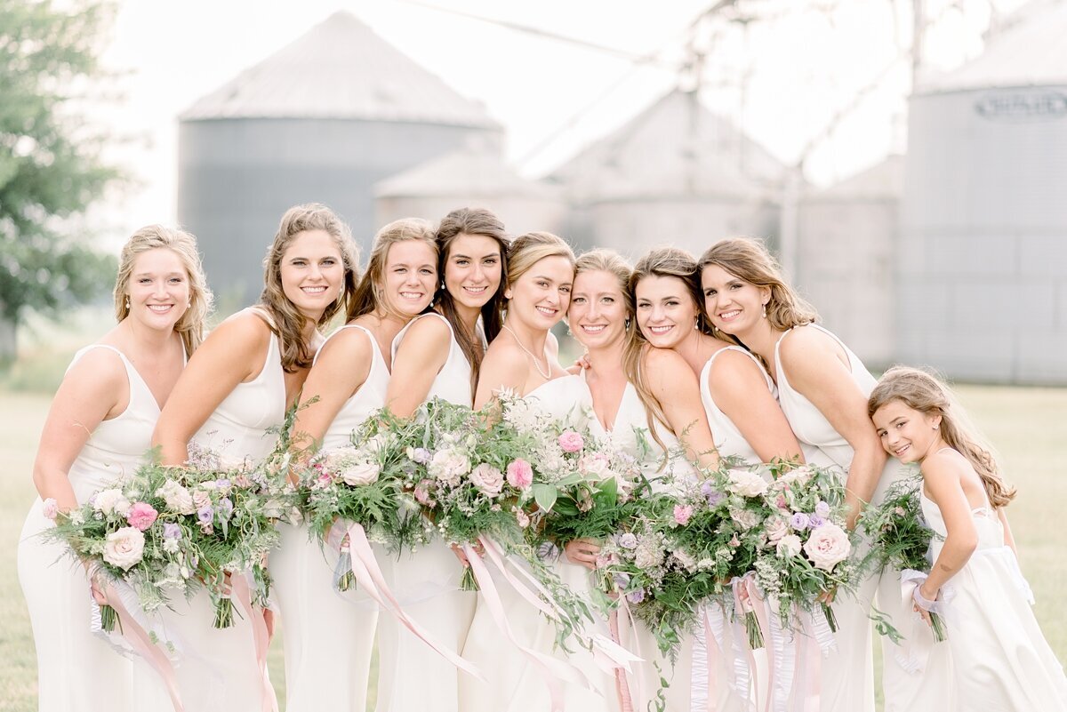 Bride and Bridesmaids all in white