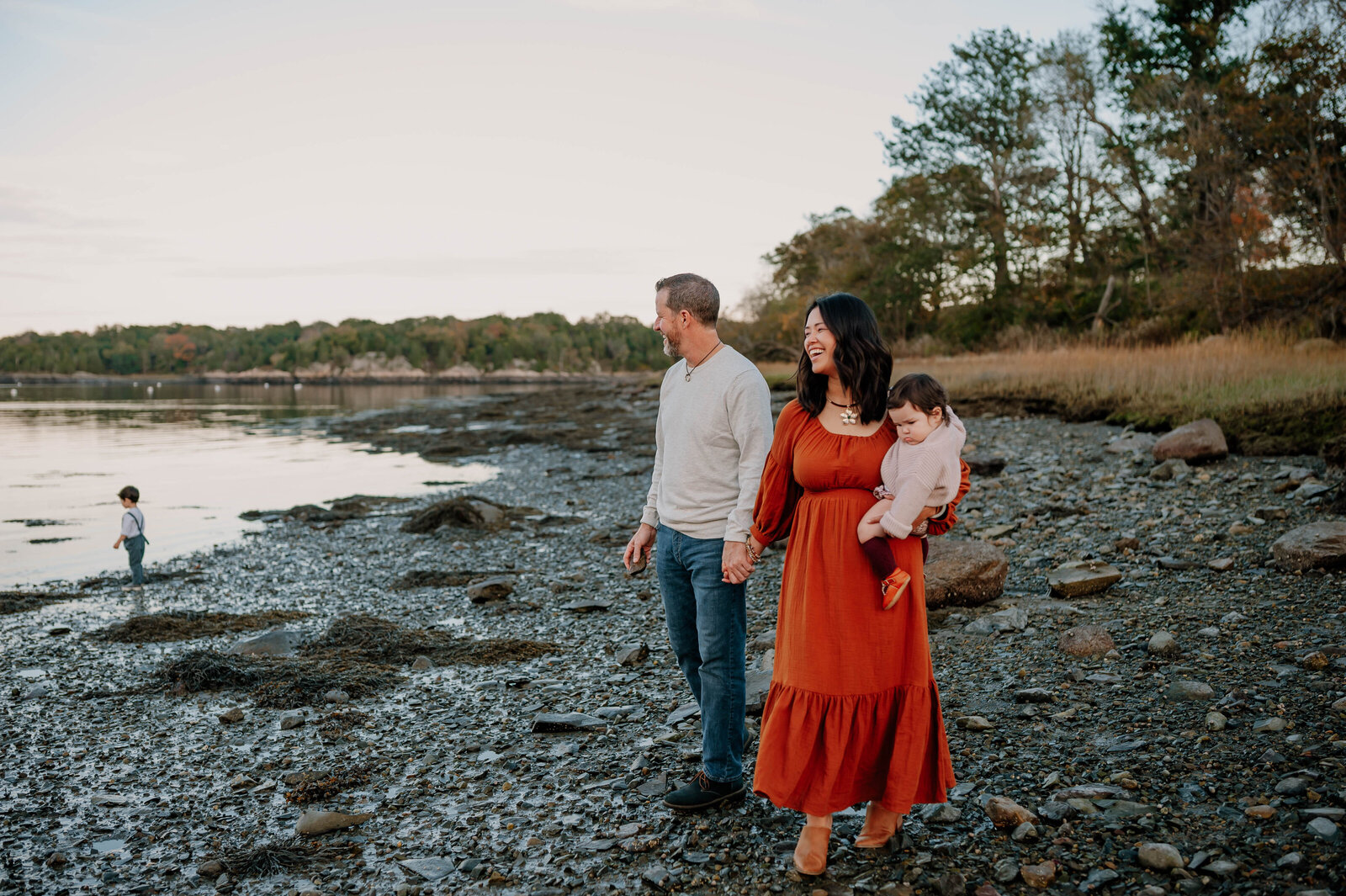 family photos by lake in worcester