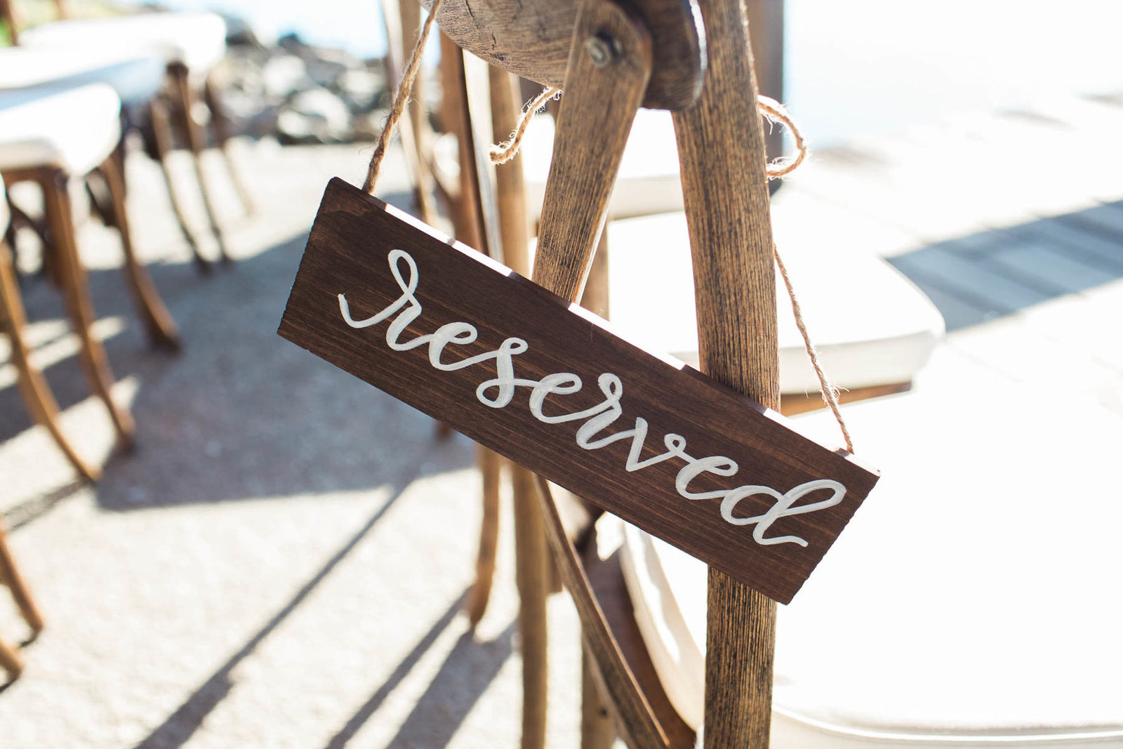 Reserved sign hangs from chair, Boone Hall Plantation, Charleston, South Carolina