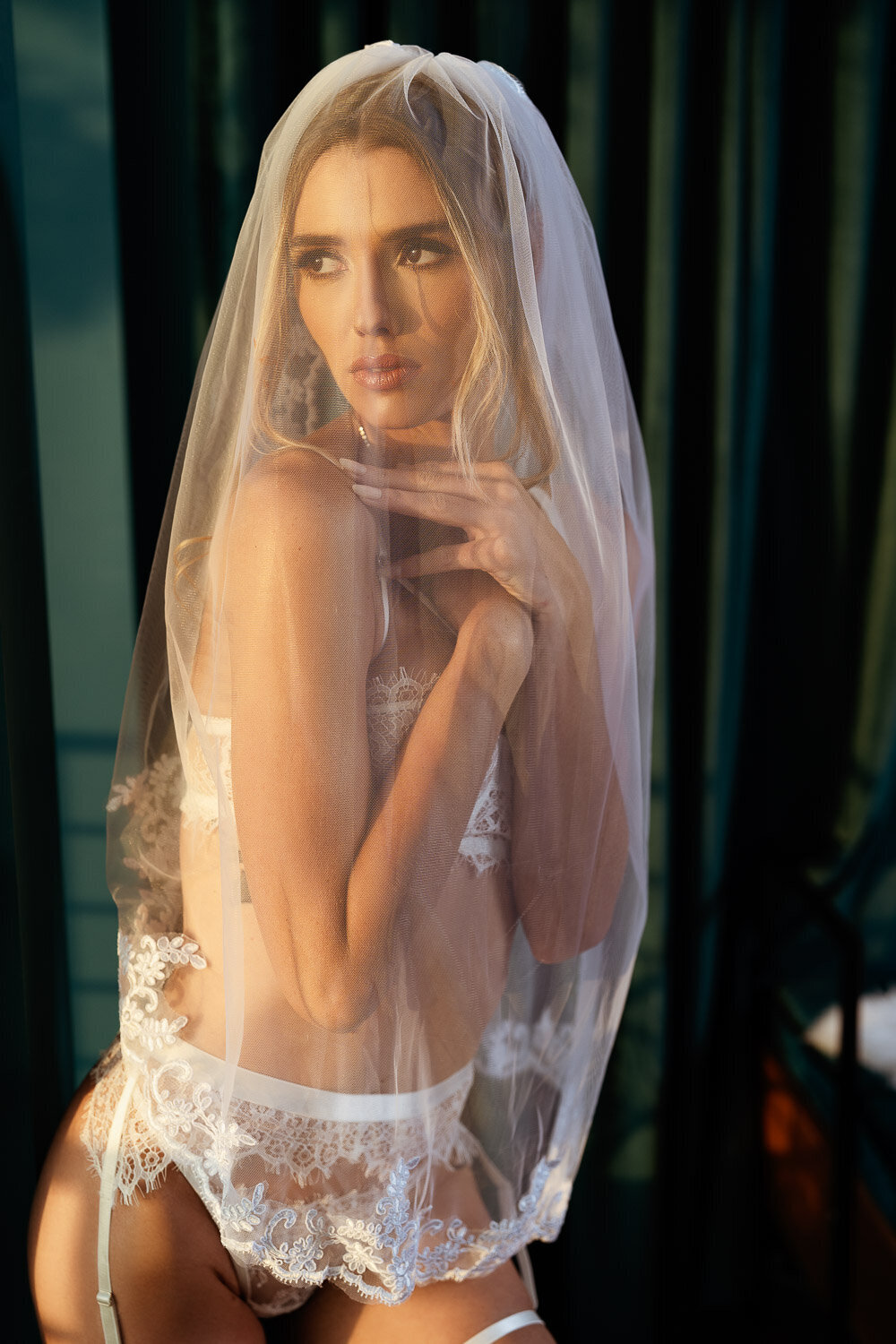 gorgeous bride in lingerie