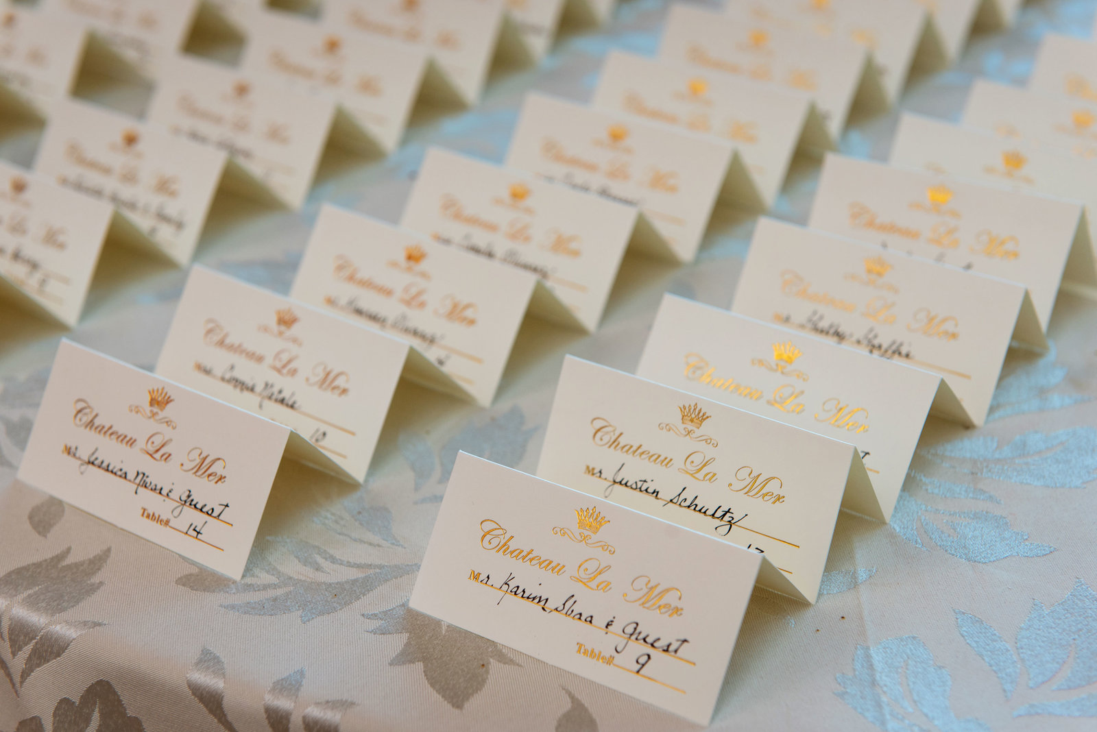 Table cards at Chateau La Mer