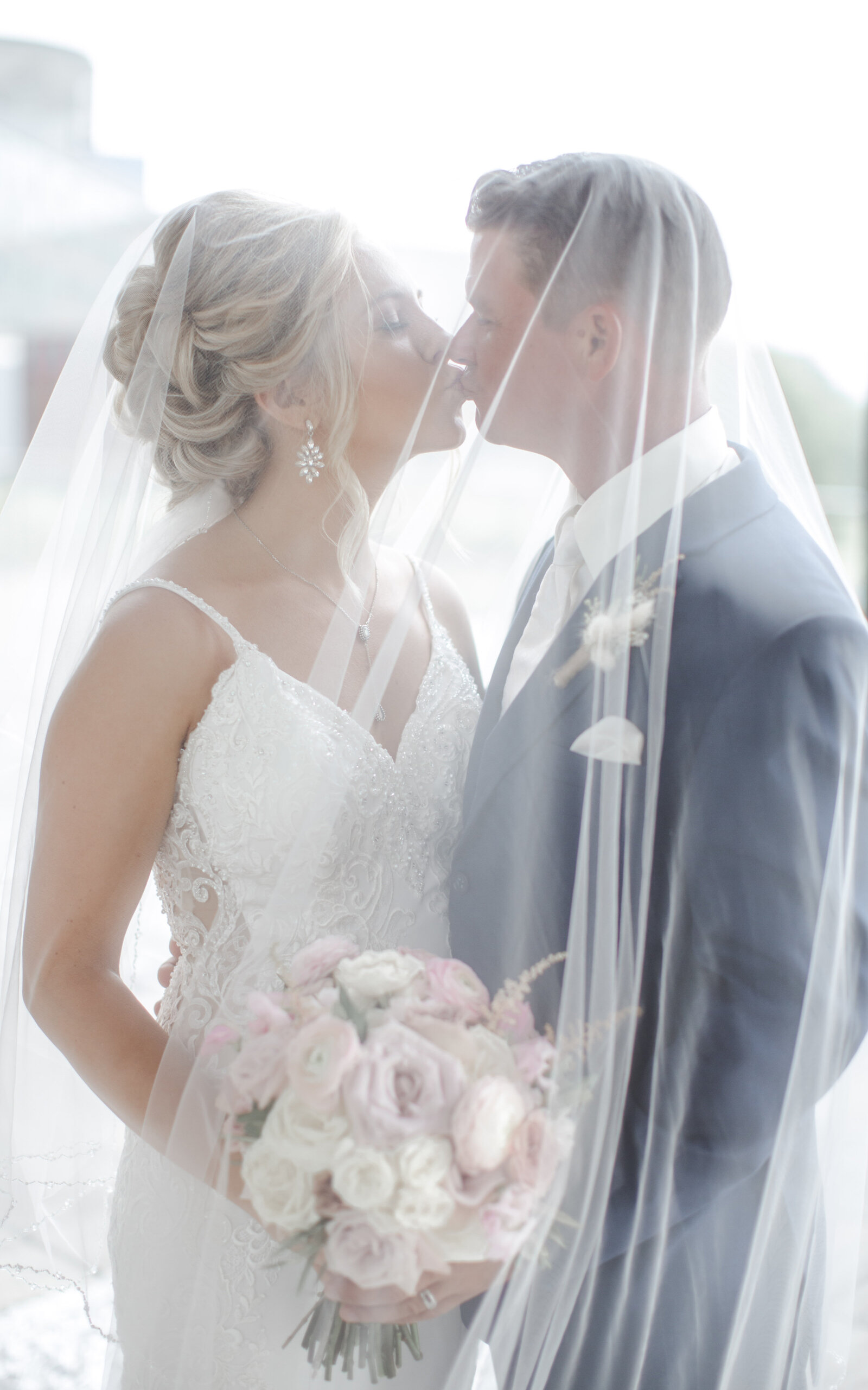 Bride and Groom Veil Photo