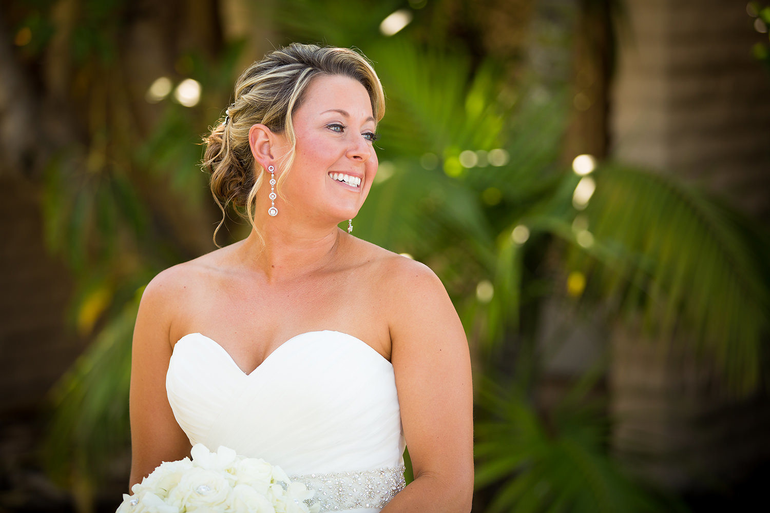 A bride with a beautiful smile in a natural moment