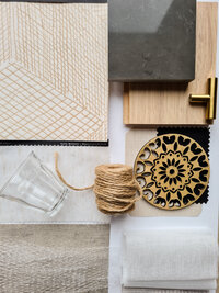moodboard-materialenplan-arte behang-keramiek-houten vloer- onderzetter-touw-glas