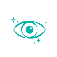 teal eye icon with stars