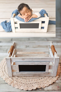 White basket wiht chalk board