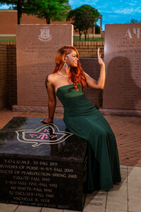 Alpha Kappa Alpha Senior in green dress at TSU